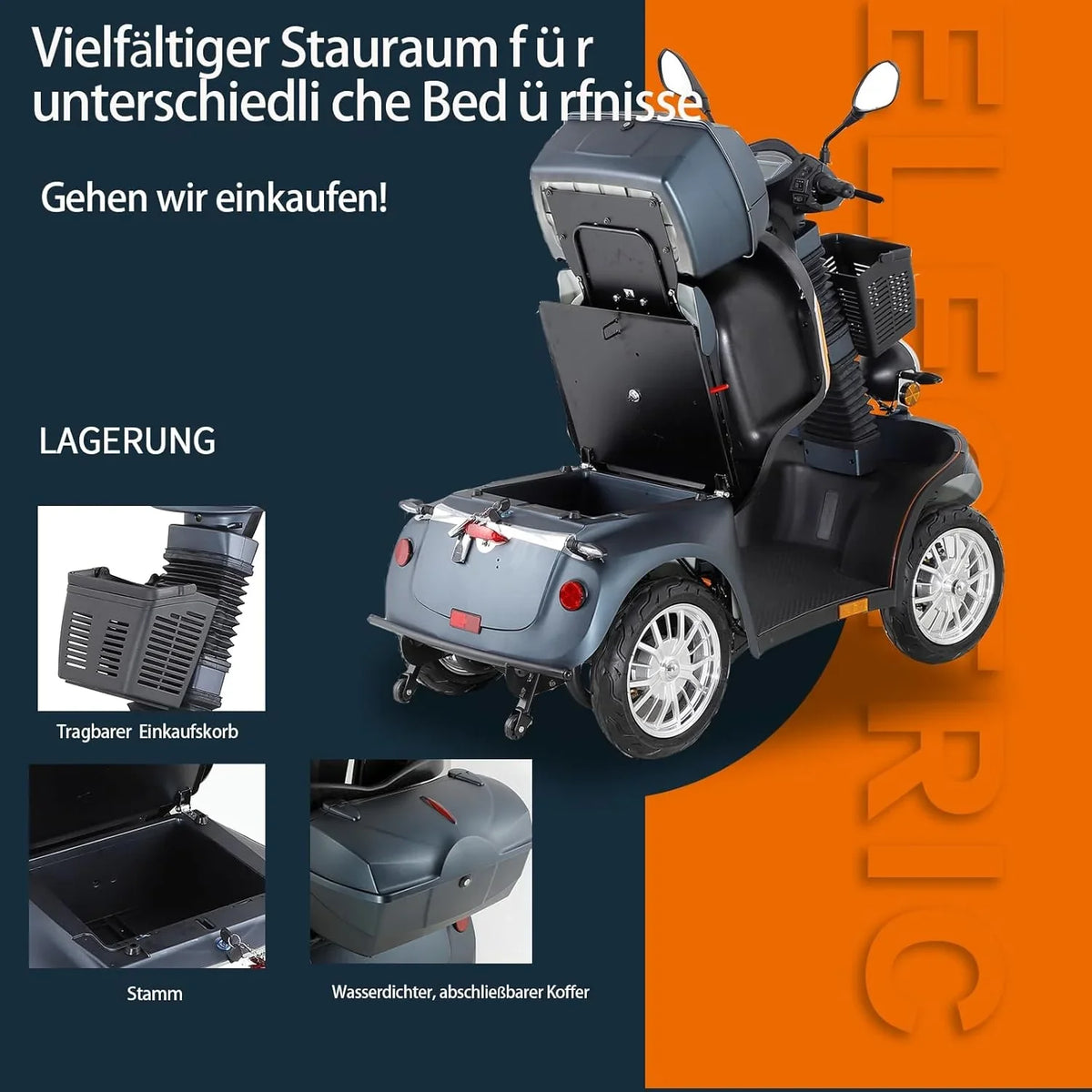 2025 Scooter de movilidad ZVGREEN de 4 ruedas – modelo para personas mayores con asiento tipo capitán – hasta 15 km/h – gran espacio de almacenamiento – asiento giratorio – freno electromagnético