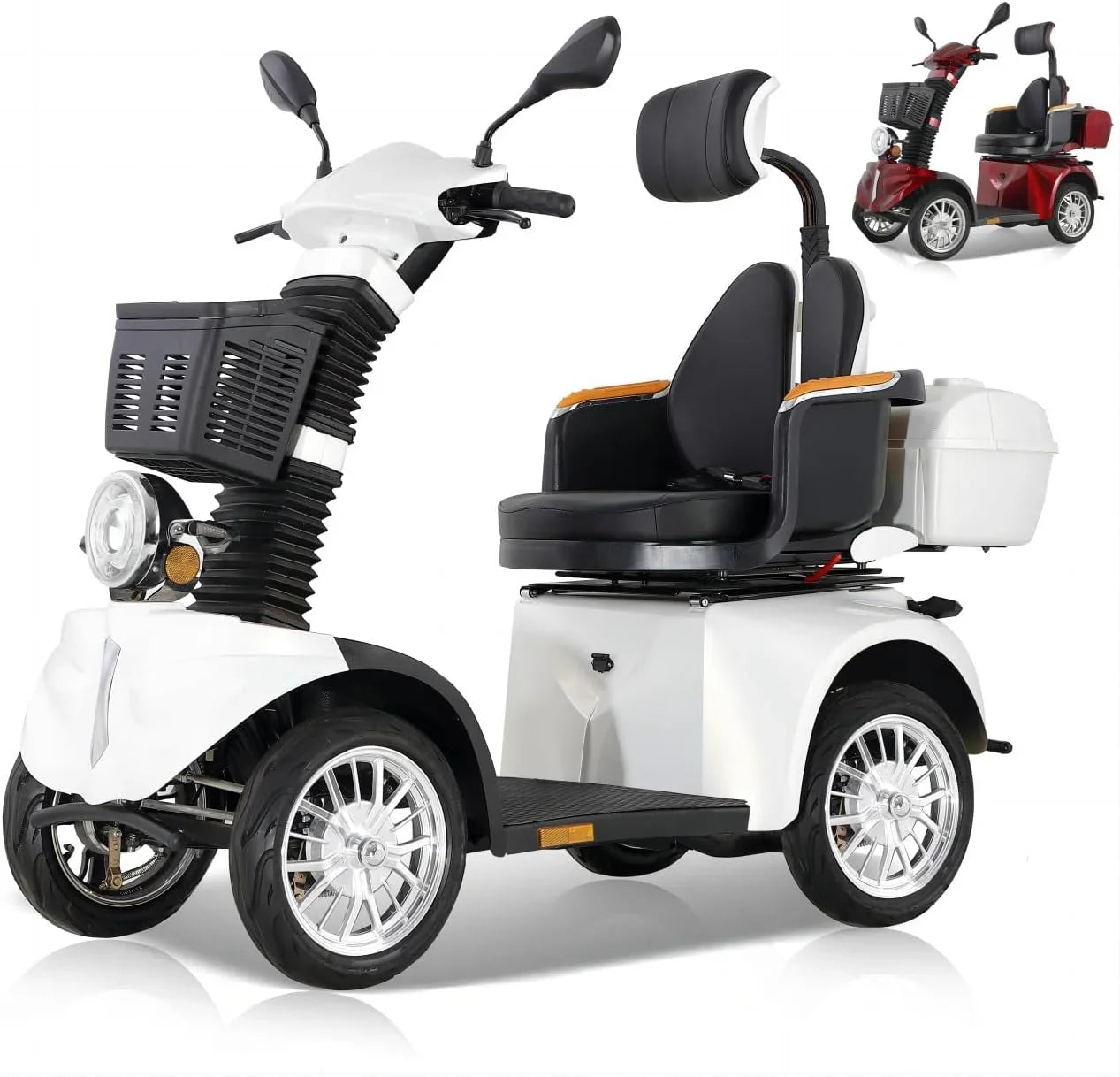 2025 Scooter de movilidad ZVGREEN de 4 ruedas – modelo para personas mayores con asiento tipo capitán – hasta 15 km/h – gran espacio de almacenamiento – asiento giratorio – freno electromagnético
