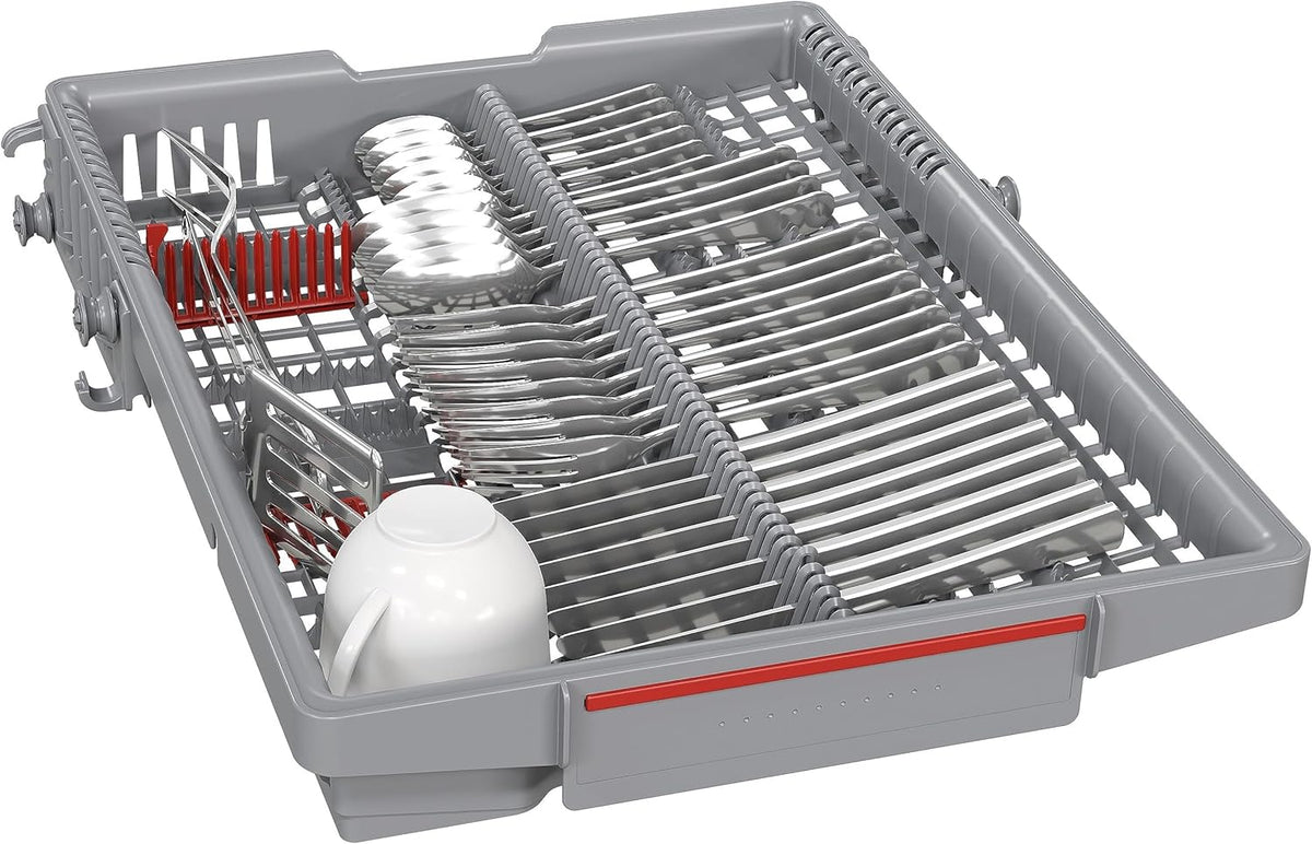 Bosch SPV2IKX10E Serie 2 Smarter Geschirrspüler vollintegriert, 45 cm breit, Besteckkorb, Extra Trocknen auf Knopfdruck, InfoLight roter Lichtpunkt am Boden, AquaStop Schutz gegen Wasserschäden, Weiß