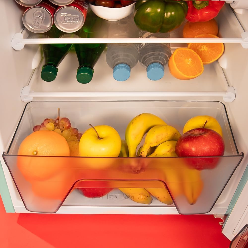 Cecotec Nevera Pequeña - Frigorífico 2 Puertas - Retro 86L - Bolero CoolMarket 2D Origin 86 Green E. 89,3cm de Alto y 48,7cm de Ancho, Clase Energética E, Icebox, Luz Interior y Tirador Cromado, Verde