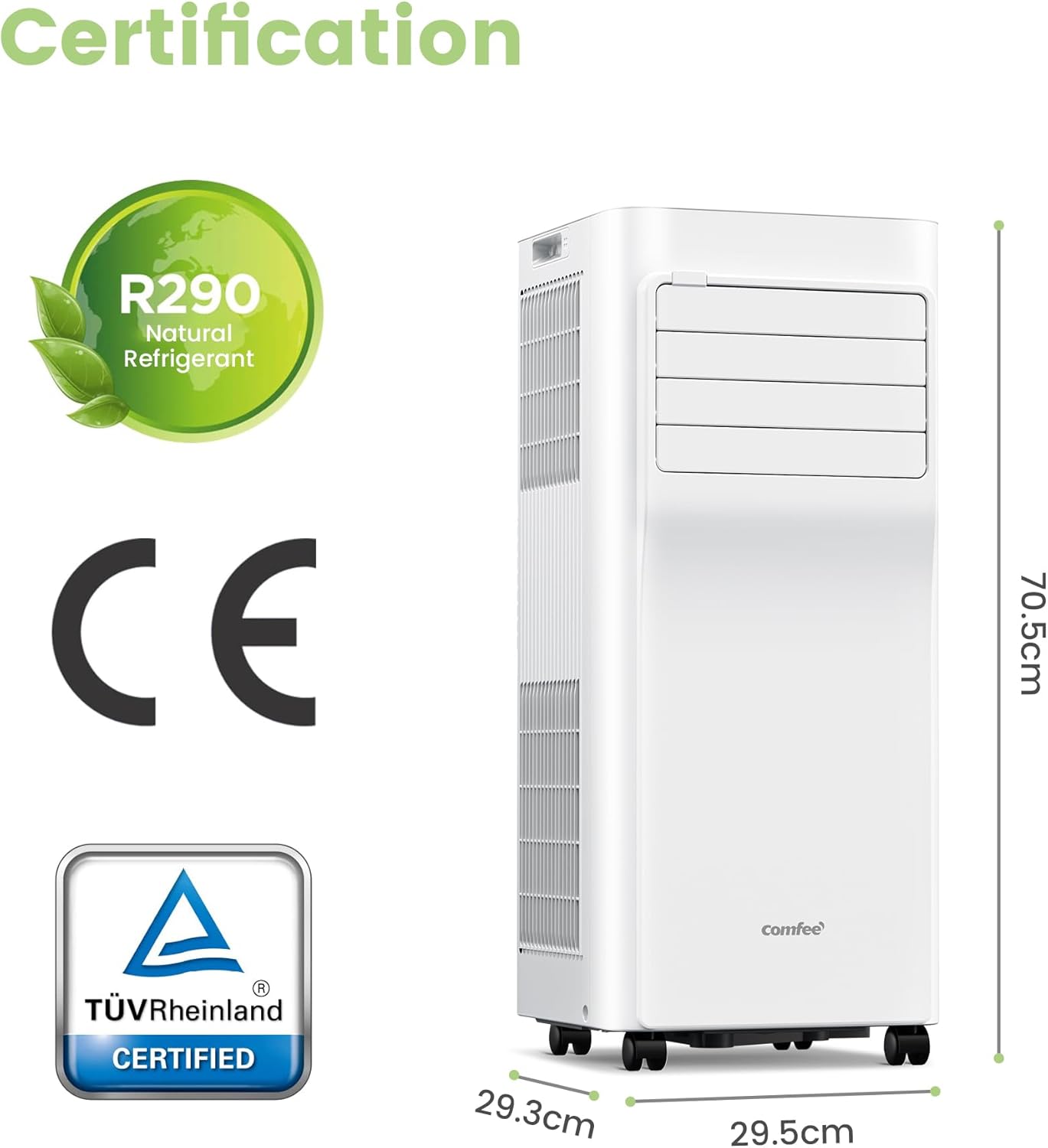 Comfee Mobiles Klimagerät MPPH-09CRN7, 9000 BTU 2,6kW, Kühlen&Ventilieren&Entfeuchten, Raumgröße bis 88m³(33㎡), Mobile Klimaanlage mit Abluftschlauch