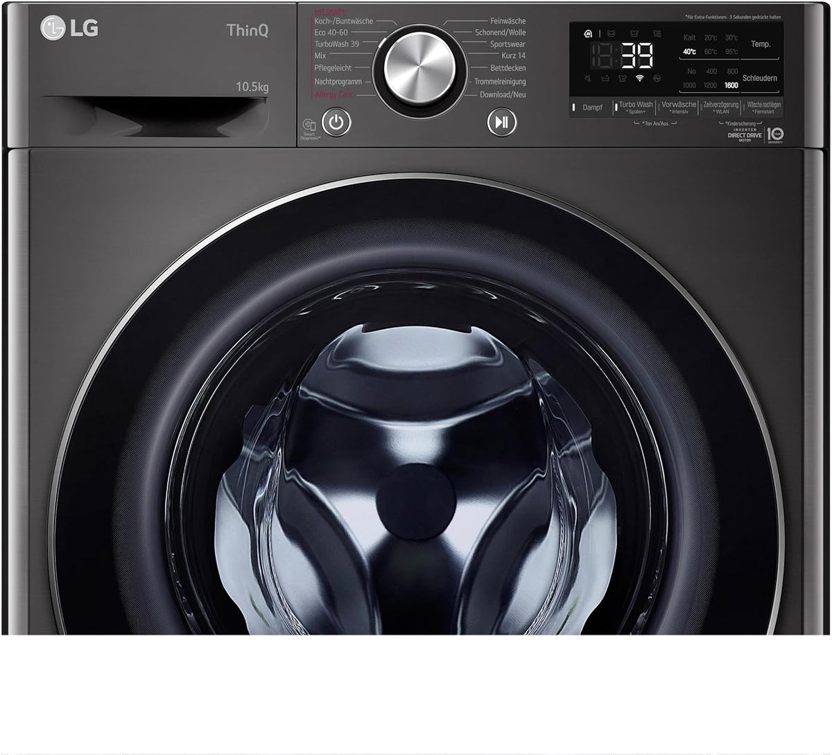 LG F4WV7080, Klasse A, Frontlader-Waschmaschine 8 kg, 1400 U/Min, AI Direct Drive, Wi-Fi, Tiefenreinigung mit Dampf, Groe Kapazitt, TRIPLE A, Auentür aus Sicherheitsglas, 62 x 60 x 85 cm Wei