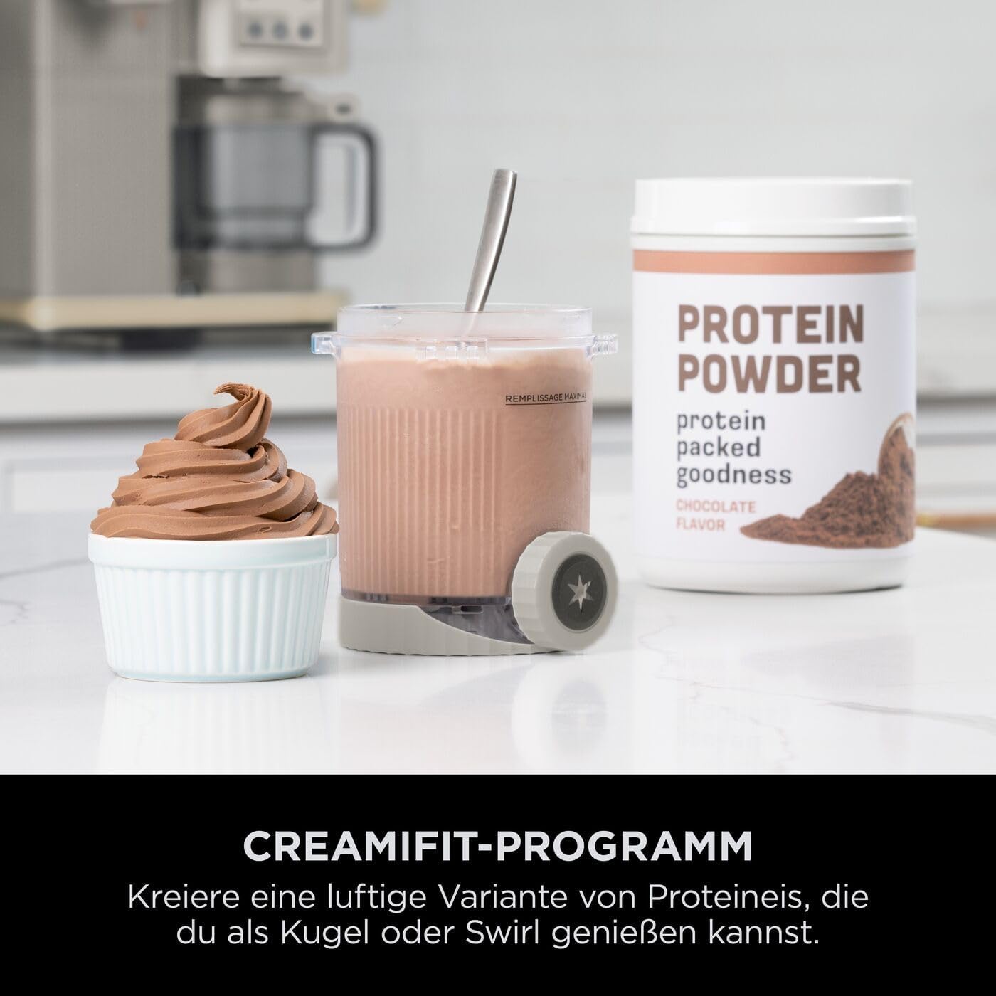 Ninja CREAMi Scoop & Swirl Eismaschine mit 2 Behältern, 13 Funktionen, für Eiscreme, Softeis, Gelato, Sorbet, Milchshakes und mehr, mit Mix-In-Funktion, Stone Gold NC701EUSTGD
