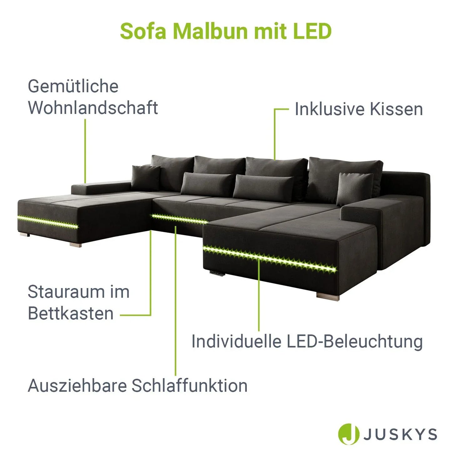 2025 Sofá rinconero Malbun con iluminación LED
