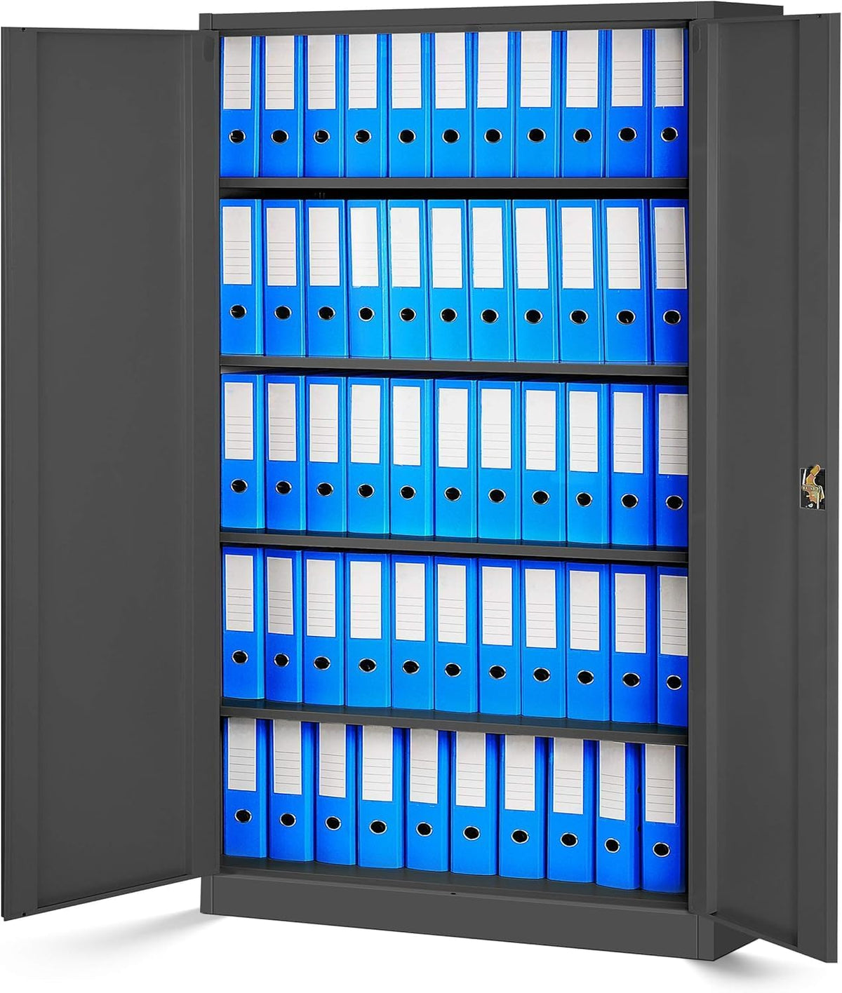 Jan Nowak Metallschrank Jan II 185 x 115 x 40 cm - Aktenschrank abschließbar mit 2 Türen, Mehrzweckschrank mit 5 Ebenen, Büroschrank aus Stahlschrank mit Pulverbeschichtung - Anthrazit