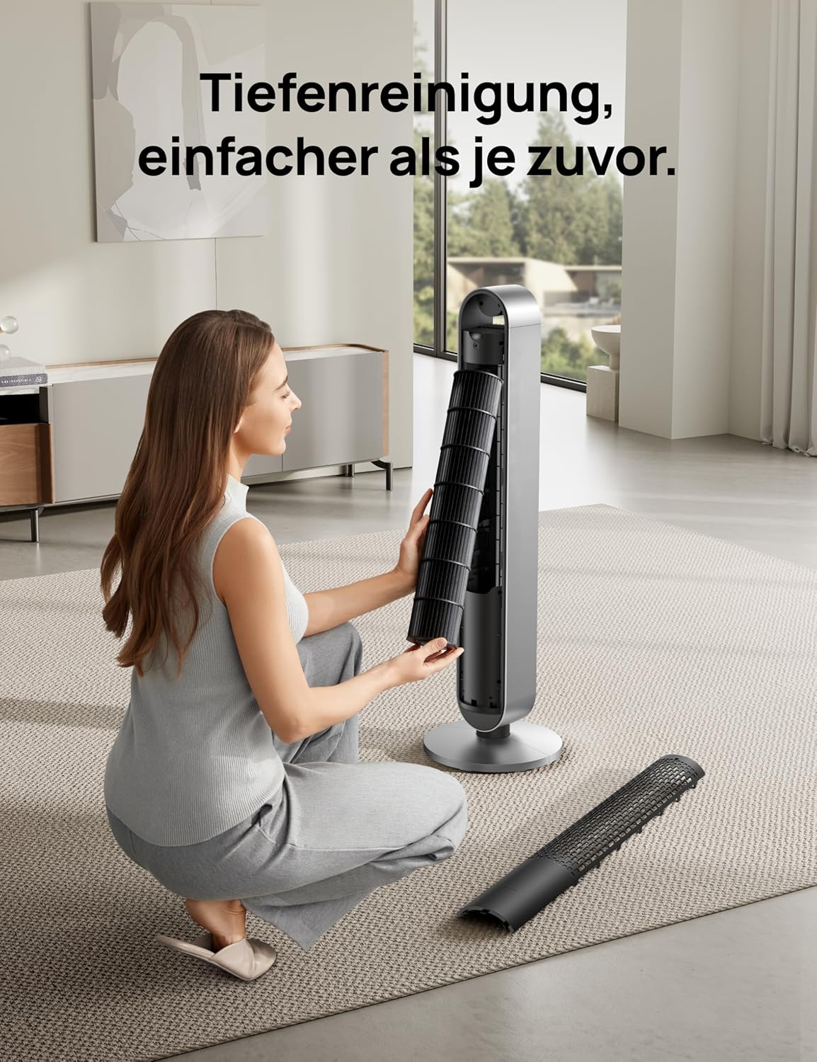 DREO Smart Turmventilator Sehr Leise, 120° Oszillierender Ventilator mit Kühlung, 25dB Standventilator mit Fernbedienung für Schlafzimmer, 12 Geschwindigkeiten, 4 Modi, 12-Stund-Timer, Pilot Max S