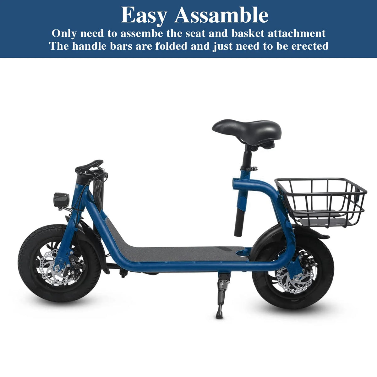 Patinete eléctrico plegable para adultos con asiento, motor sin escobillas de 450 W, neumáticos todoterreno de 12 pulgadas, autonomía de 32 km, ligero y portátil.