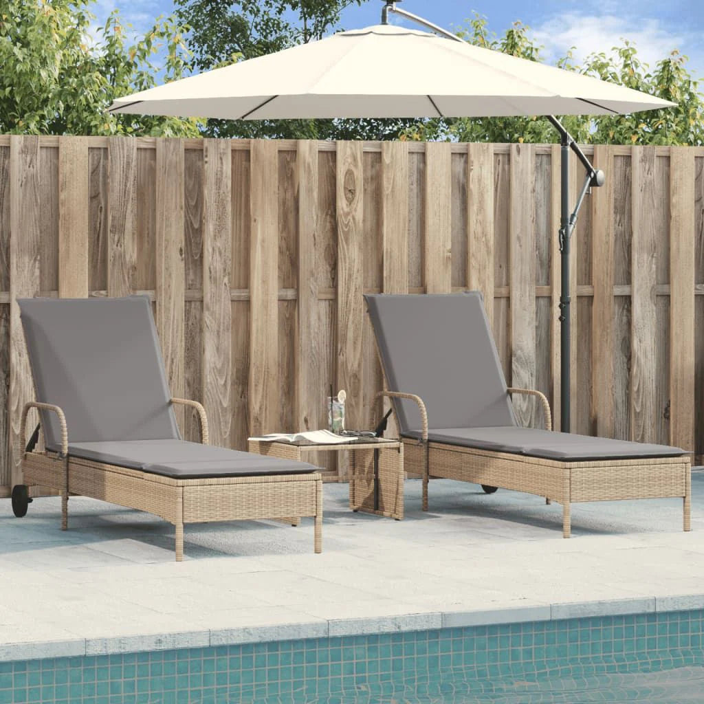 2 Uds Tumbona | Sillas Con Cojines Ratán Sintético Beige Cfw512621