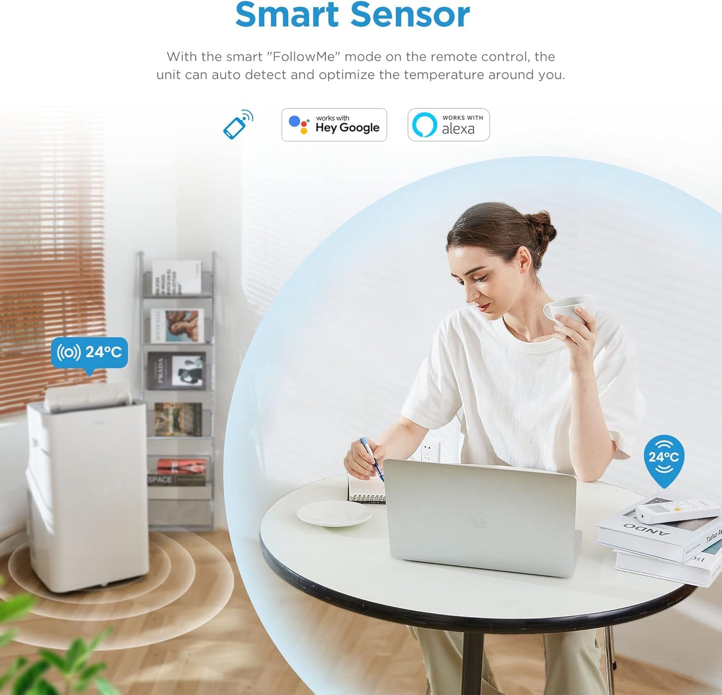 Midea Mobiles Klimagerät Real Cool 35, 12000 BTU, Raumgröße bis 117m³(43㎡), APP-Steuerung/Alexa/Google Home/IFTTT, Mobile, Weiß