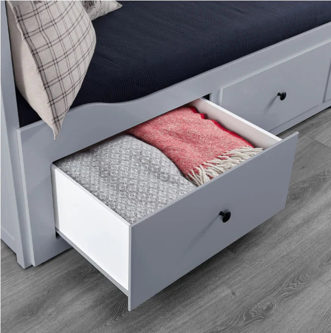 HEMNES Cama día con 3 cajones Gris, 80x200 cm