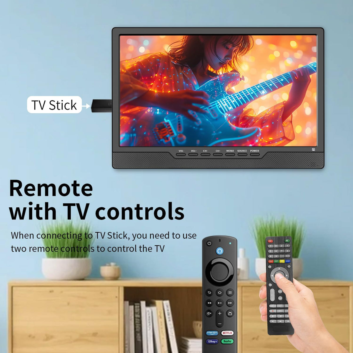 KCR Televisión, TV de 12 V con sintonizador digital DVB-T2, HDMI, USB, control remoto, portátil para dormitorio, cocina, caravana, 14 pulgadas, color negro