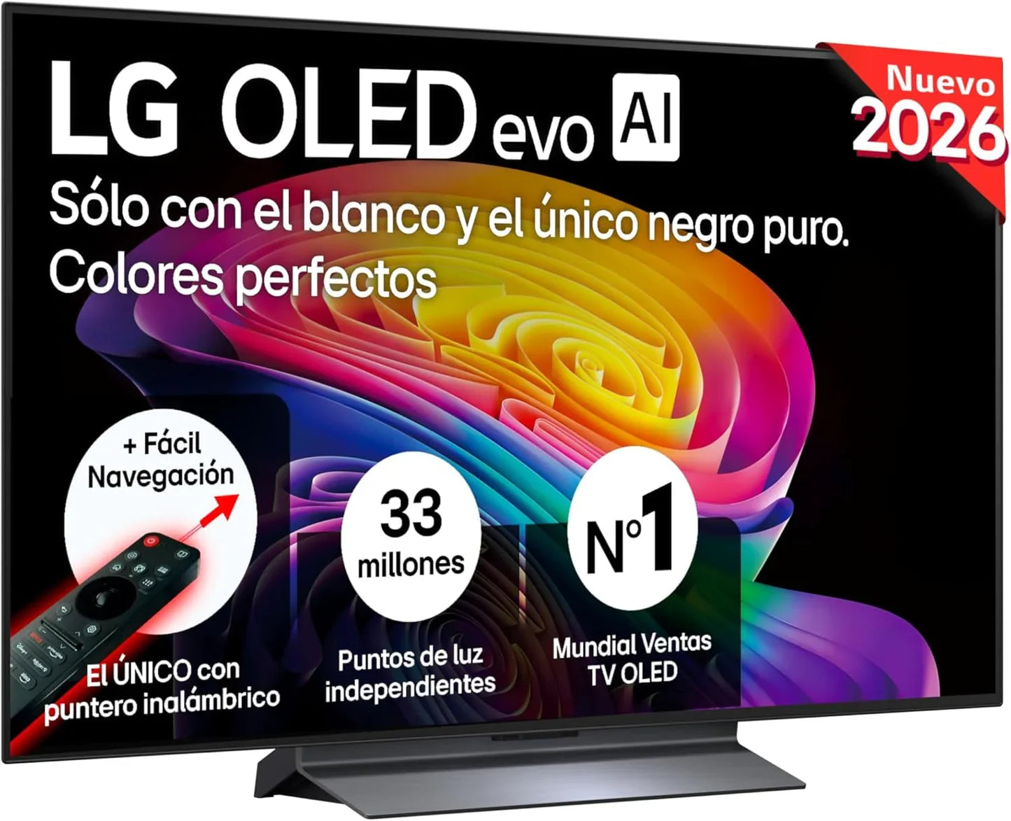 LG OLED65C54LA - TV 65", OLED EVO 4K, Smart TV AI C5, WebOS 25, Super Upscaling, Dolby Vision and Dolby Atmos, AMD FreeSync, Alexa/Google Assistant, Black