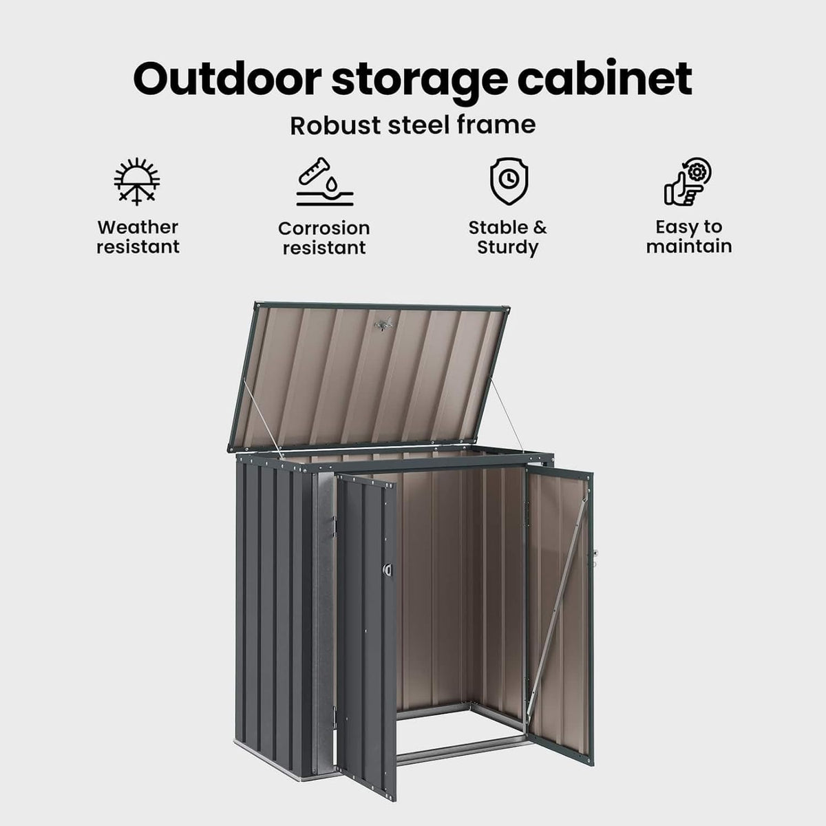 vidaXL Gartenlagerbox Schwarz 101,5 x 107 x 100 cm Stahl, Stylischer, rechteckiger Tisch für jeden Essbereich, pflegeleicht, Elegantes Design, vielseitig einsetzbar - EIN echtes Zuhause!
