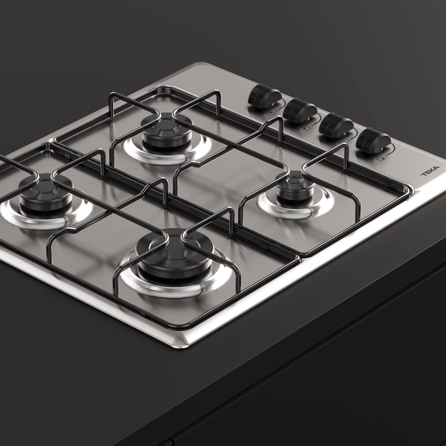 TEKA Placa de Gas Butano, 60 cm, 4 Fuegos, Mandos Ergonómicos, Seguridad Termopar, Parrillas Esmaltadas, HLX 640 KL