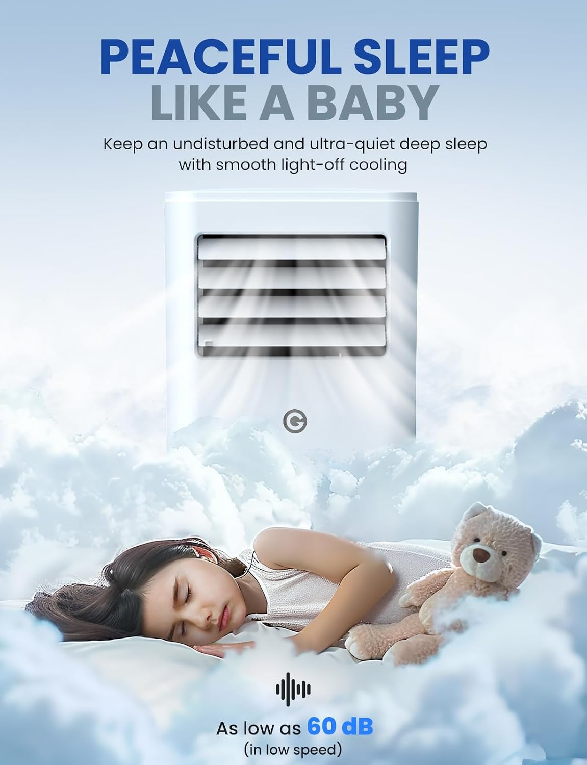 9000 BTU Aire Acondicionado Portátil, 4 en 1: Refrigeración, Ventilador, Deshumidificador y Modo Sueño, Silencioso, con Mando, Temporizador 24h y Kit de Ventana, para Dormitorio, Oficina, Garaje, 33㎡