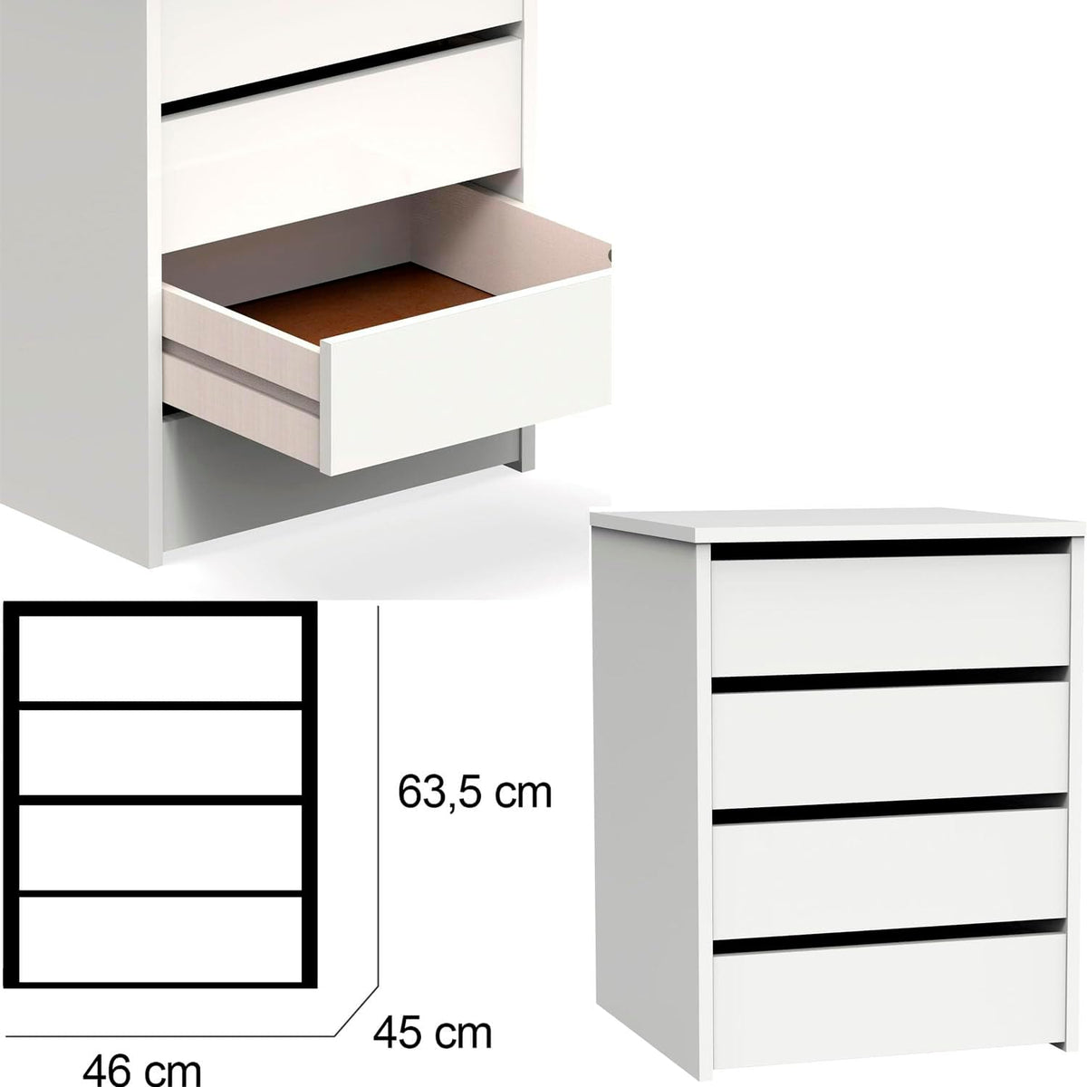 Armario Dormitorio con 4 cajones Ropero Armo 2 Puertas correderas Color Blanco