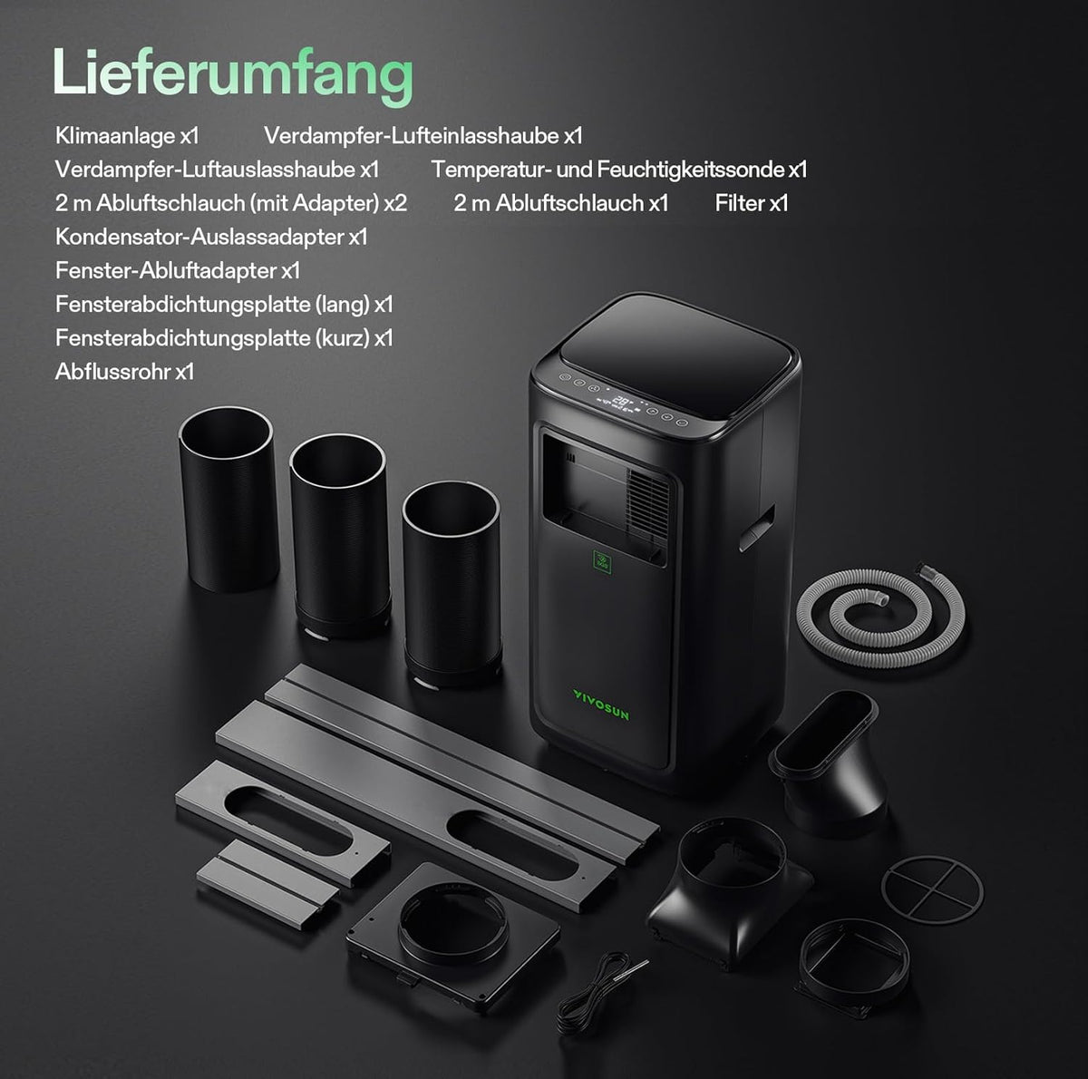VIVOSUN Smart Klimaanlage, 7000 BTU, 4-in-1 Funktion mit Temperatur- & Feuchtigkeitssensor, Intelligente Fernbedienung, Ideal für Growzelte und Innenräume