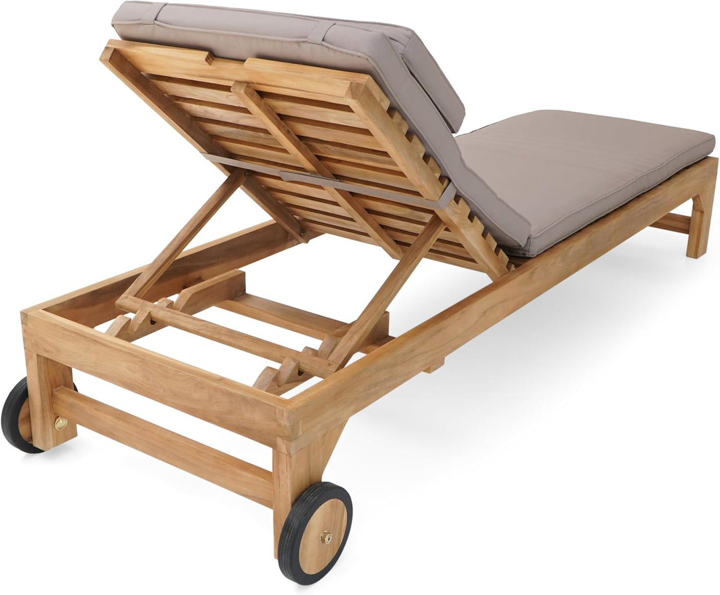 AXI Rama Gartenliege aus Teak Holz mit Kissen | Sonnenliege aus Teakholz mit Verstellbarer Rücklehne - 4 Positionen | Sonnenbett/Liege mit Rollen für Draußen/Garten