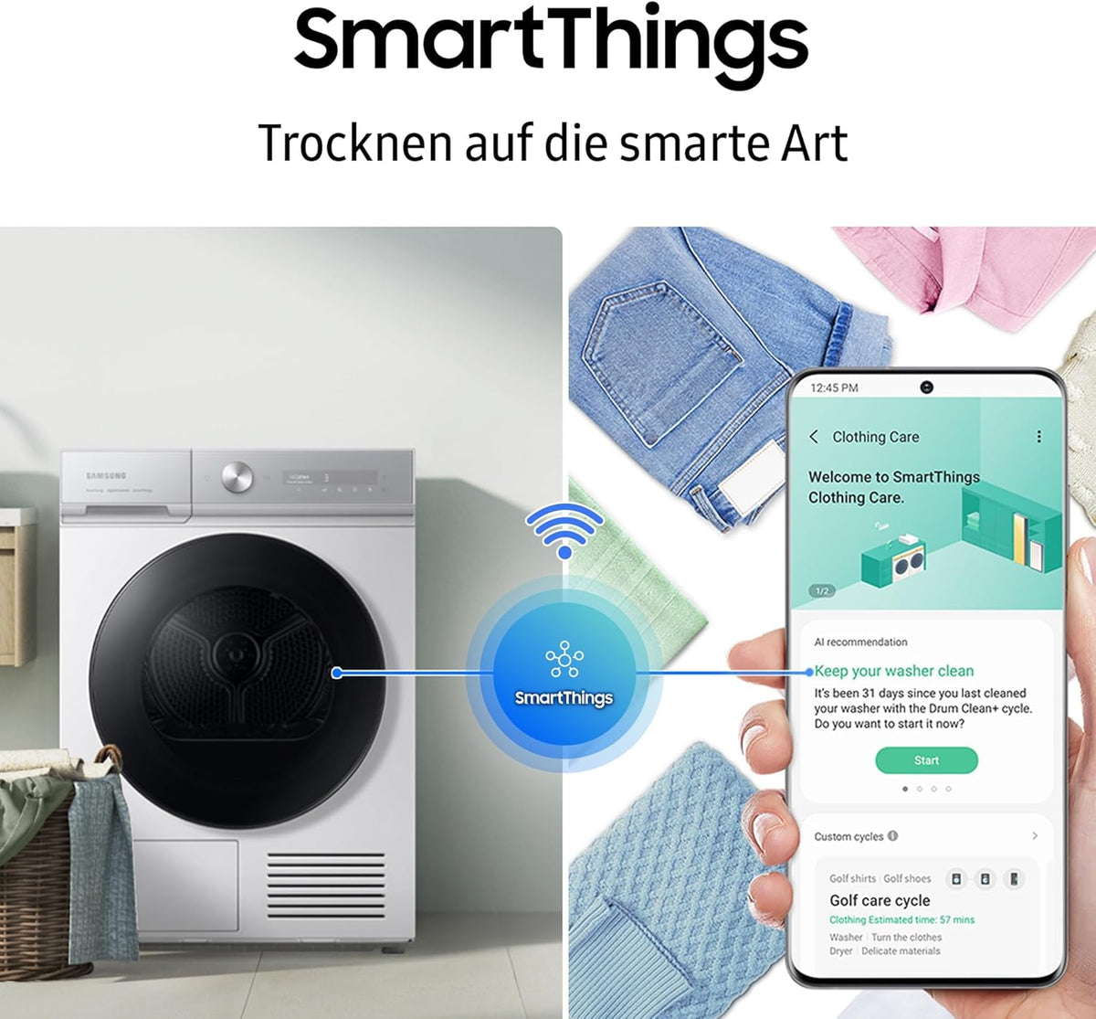 Waschmaschine, 9 kg, 1.400 U/min, EEK: A, Mikroplastik-Programm, Ecobubble, 14 Programme, WiFi SmartControl, Schwarz, WW90CGC04AABEG