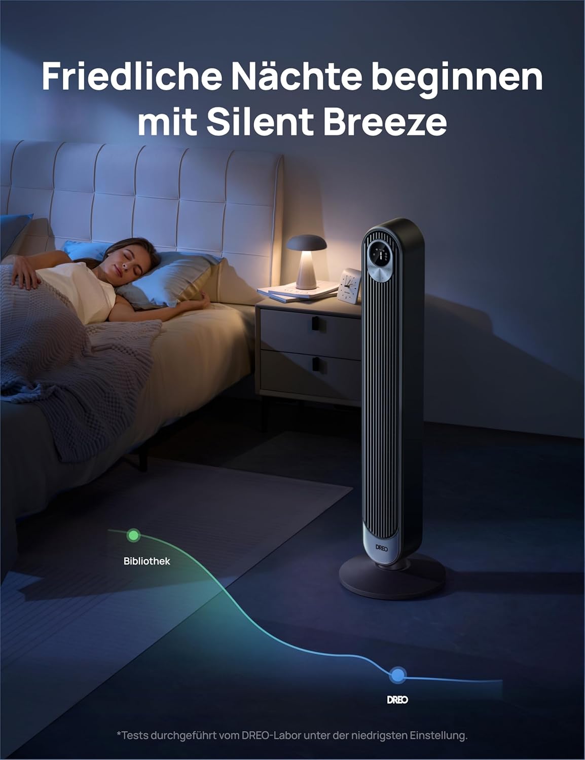 DREO DC Motor Turmventilator Leiser, 11M Windentfernung Ventilator mit Kühlung Fernbedienung, 9 Stufen 4 Modi, 90° Oszillierender Stand Ventilatoren für Schlafzimmer, Tower Fan mit 12H Timer