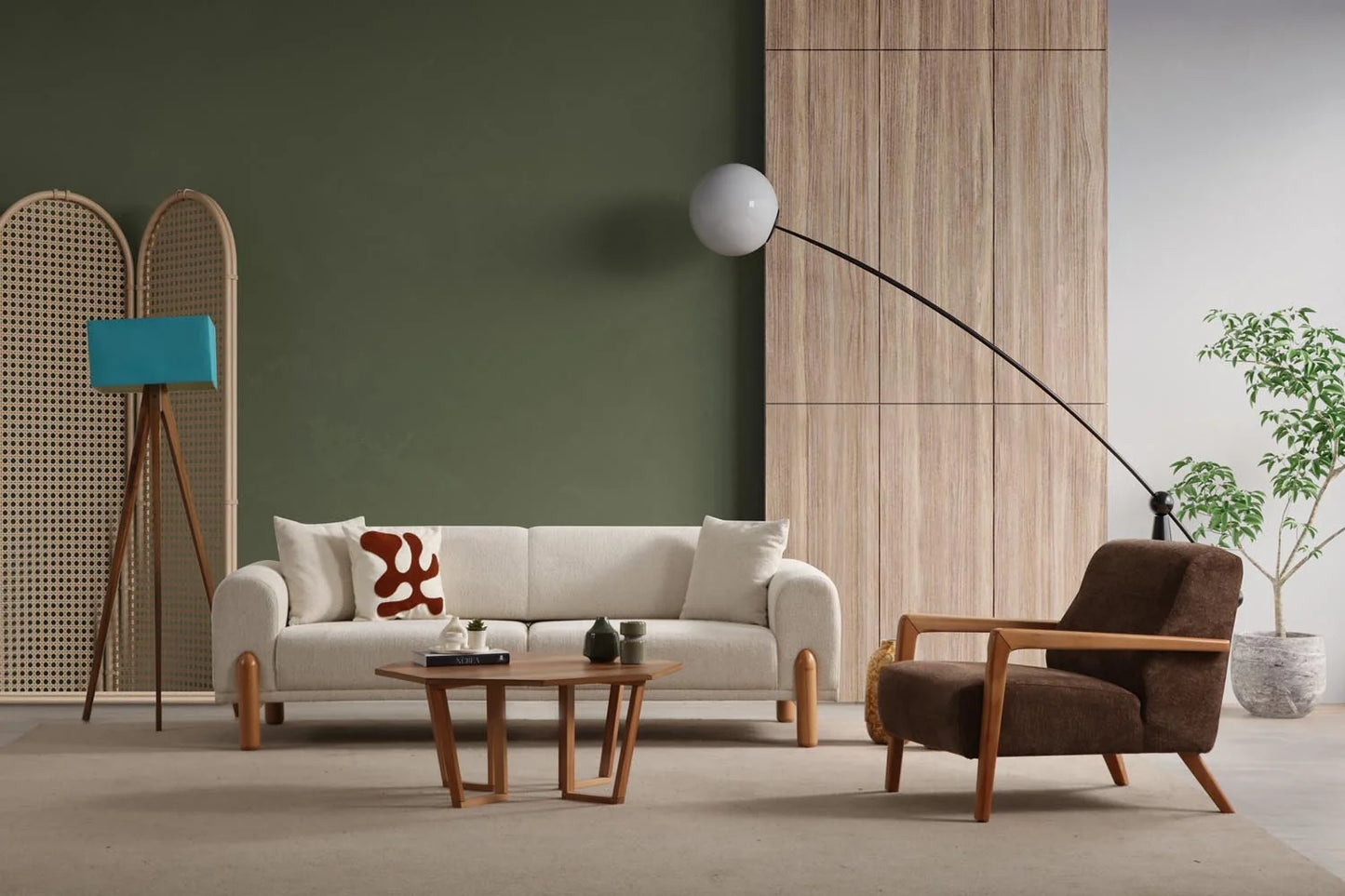 Lyke 3 Sitzer Bettsofa - Sahne