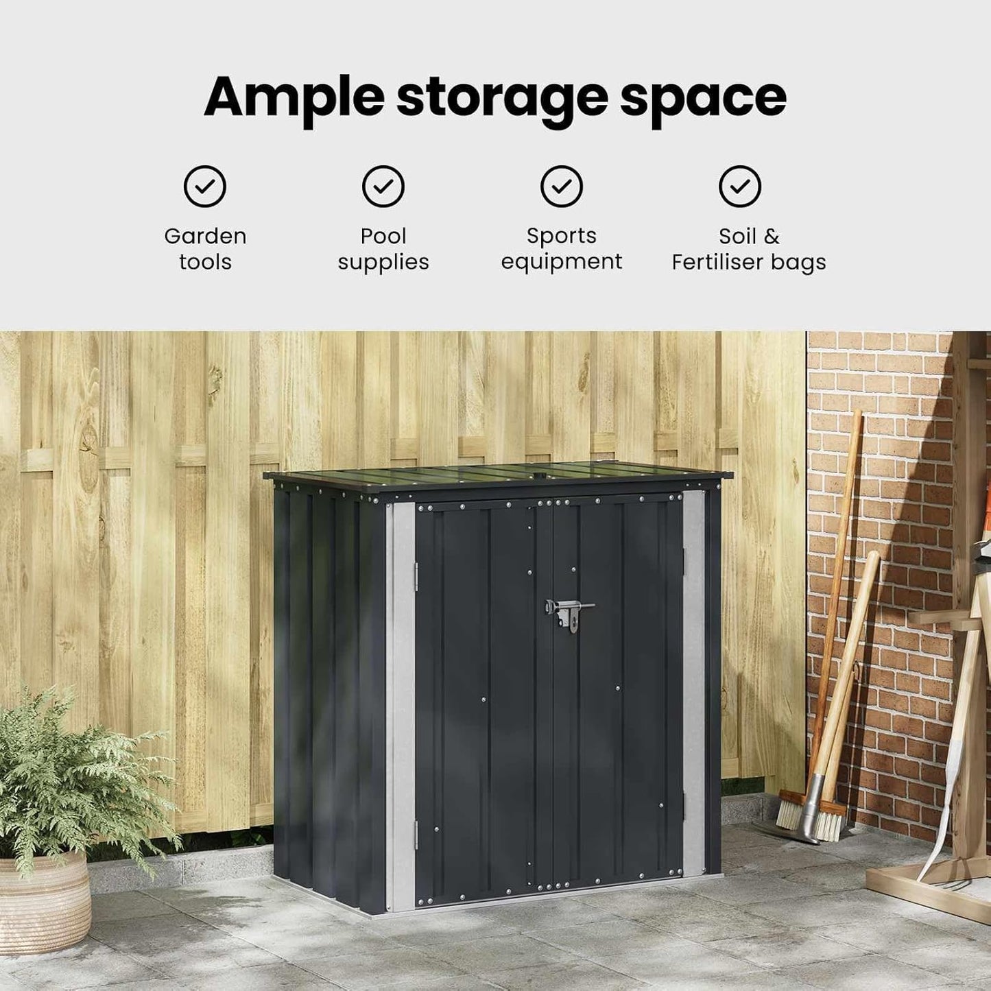 vidaXL Gartenlagerbox Schwarz 101,5 x 107 x 100 cm Stahl, Stylischer, rechteckiger Tisch für jeden Essbereich, pflegeleicht, Elegantes Design, vielseitig einsetzbar - EIN echtes Zuhause!