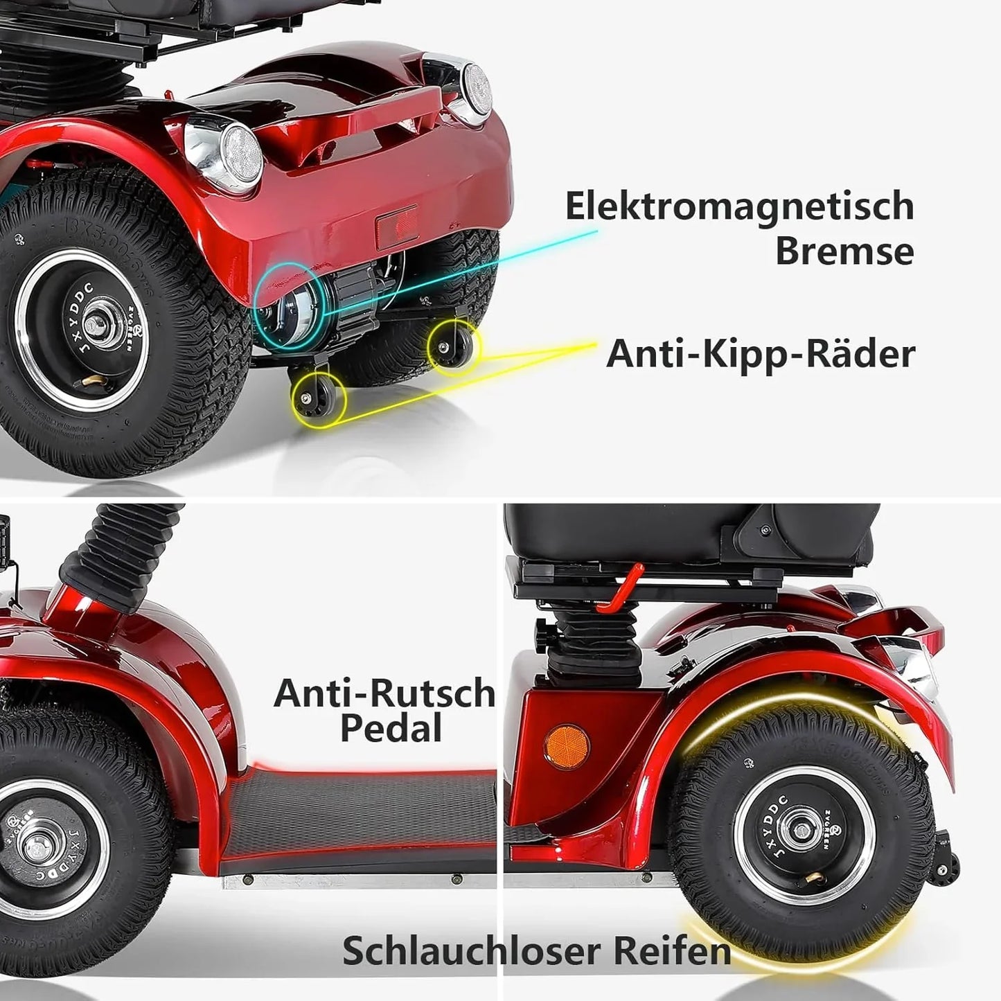 2025 Scooter de movilidad ZVGREEN de 4 ruedas – modelo para personas mayores con asiento tipo capitán – hasta 15 km/h – gran espacio de almacenamiento – asiento giratorio – freno electromagnético