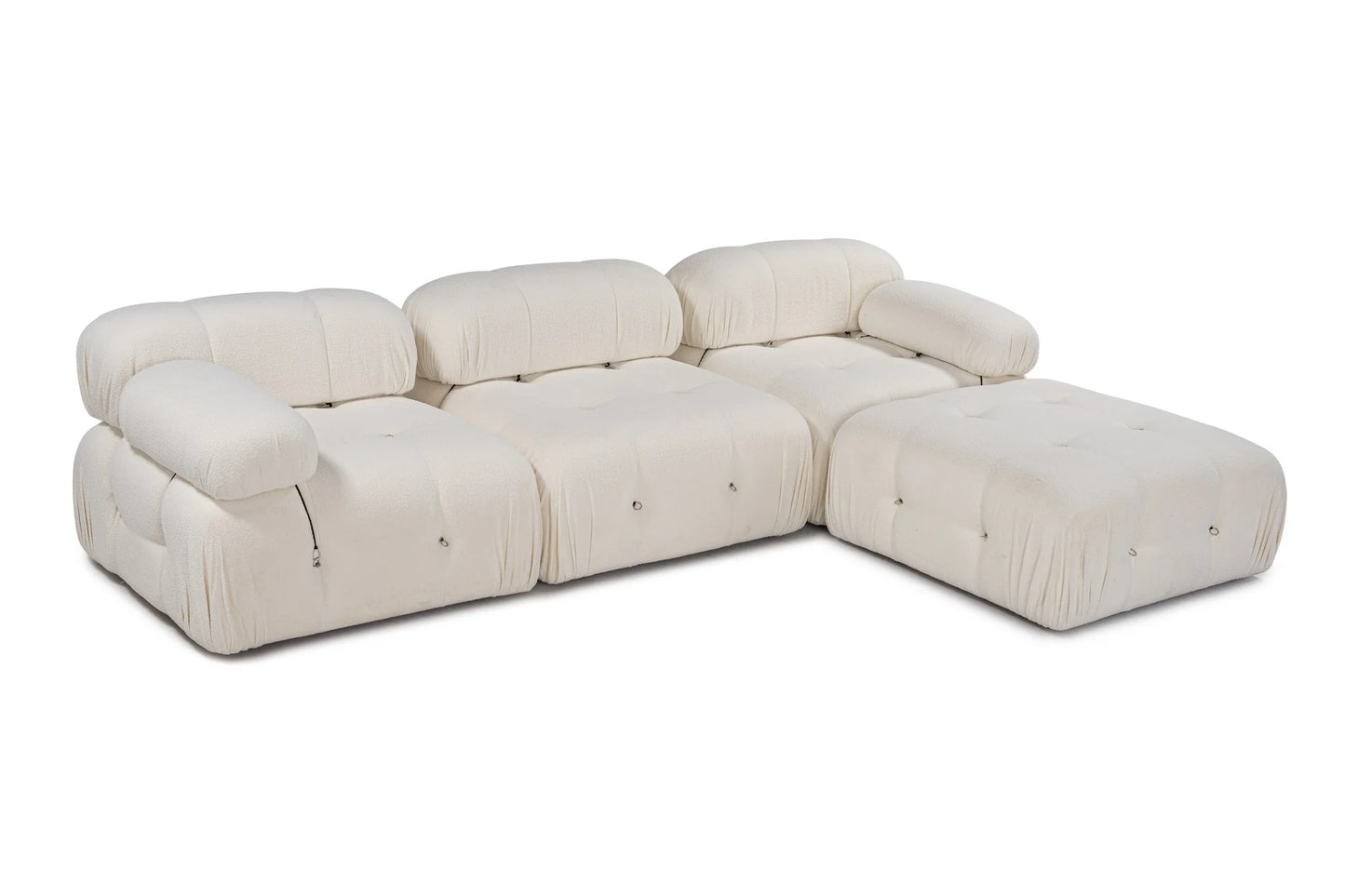 Bubble Beige L1 Ecksofa - Weiss