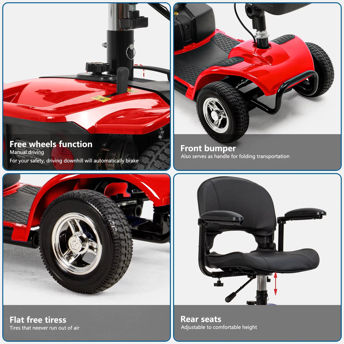 Scooter de Movilidad UltraLite de 4 Ruedas, Portátil y Ligero, Autonomía de 14 Millas, Modelo A898