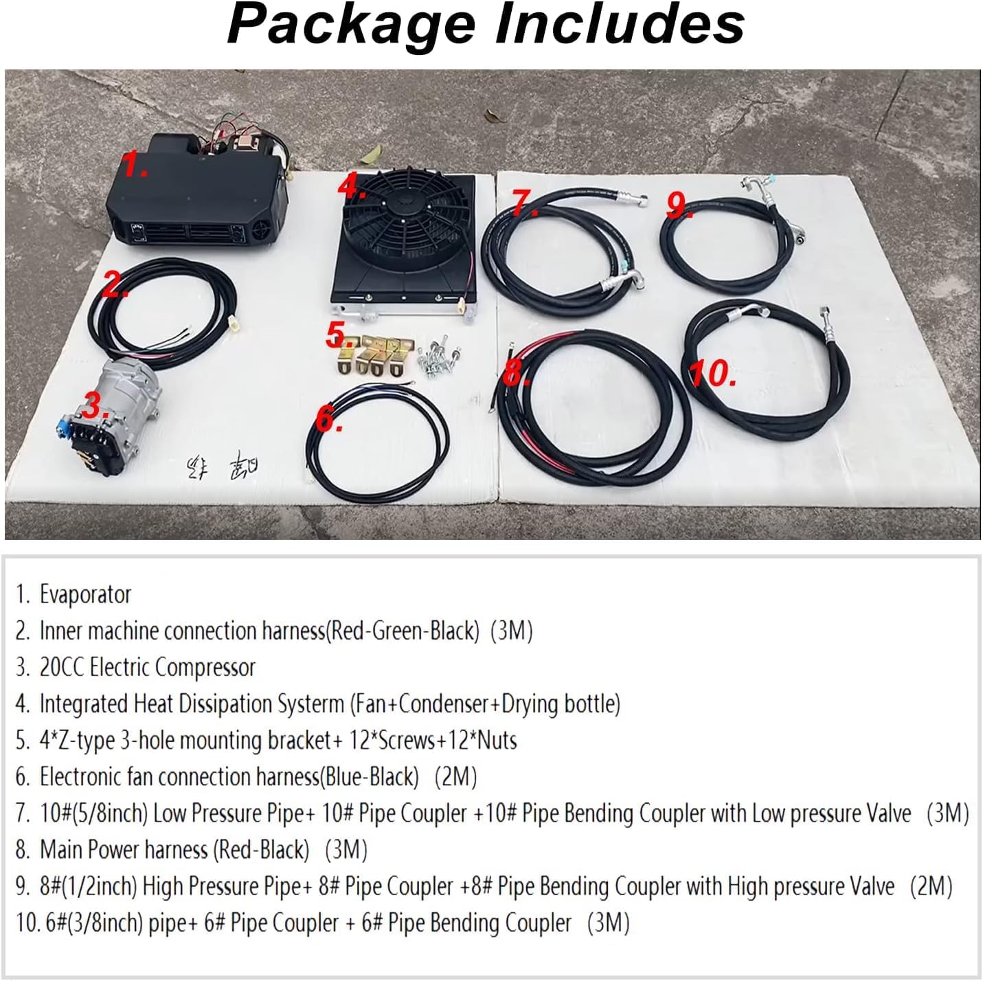 Kit de aire acondicionado eléctrico 12 V para debajo del salpicadero, sistema universal de CA 12V, apto para furgoneta, auto, RV, camión, autocaravana, barco, autobús