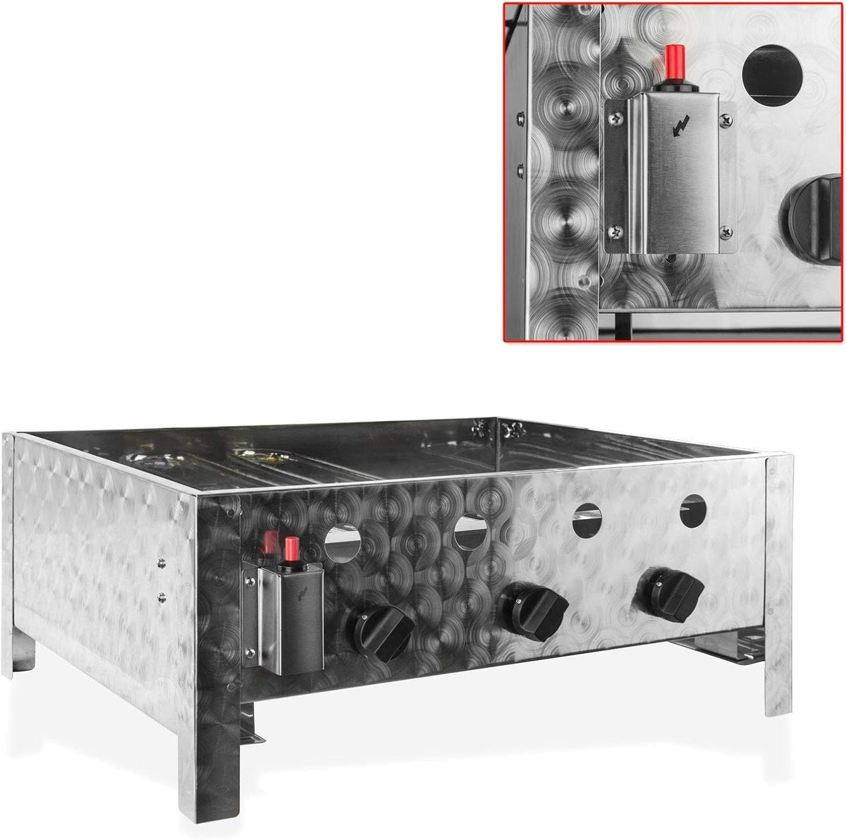 DEMA Gasbräter mit 3 Flammen – Leistungsstarker Gastrobräter für Grill & Outdoor-Küche – Ideal für Camping & Events