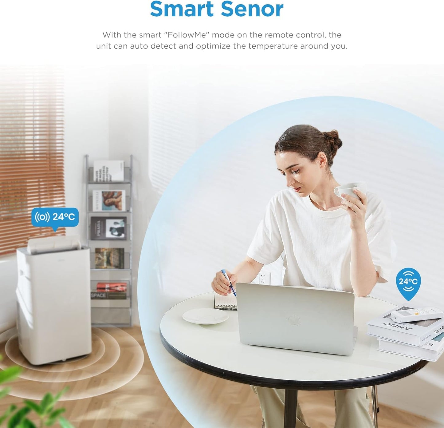 Midea Mobiles Klimagerät Real Cool 35, 12000 BTU, Raumgröße bis 117m³(43㎡), APP-Steuerung/Alexa/Google Home/IFTTT, Mobile, Weiß