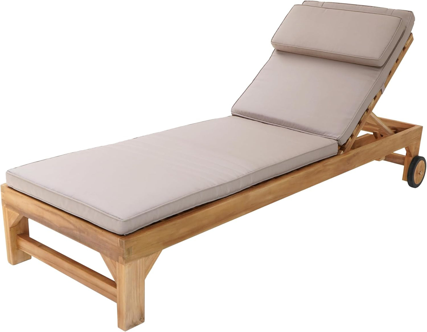 AXI Rama Gartenliege aus Teak Holz mit Kissen | Sonnenliege aus Teakholz mit Verstellbarer Rücklehne - 4 Positionen | Sonnenbett/Liege mit Rollen für Draußen/Garten