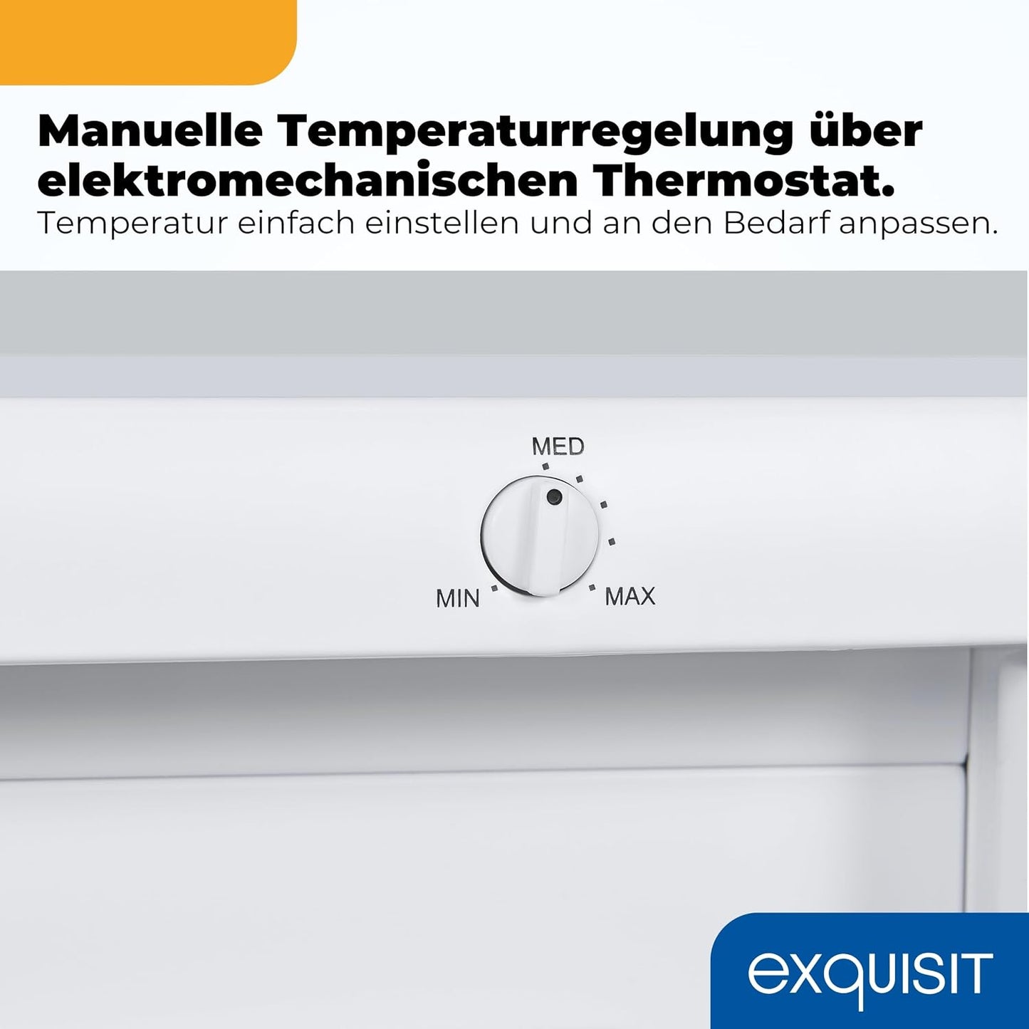 Exquisit Gefrierschrank | 91 l Nutzinhalt, Energieeffizienzklasse E, 40 dB(A) | kompakte Bauform, 4-Sterne-Gefrieren, manuelle Temperaturregelung, wechselbarer Türanschlag | GS512-040E weiss