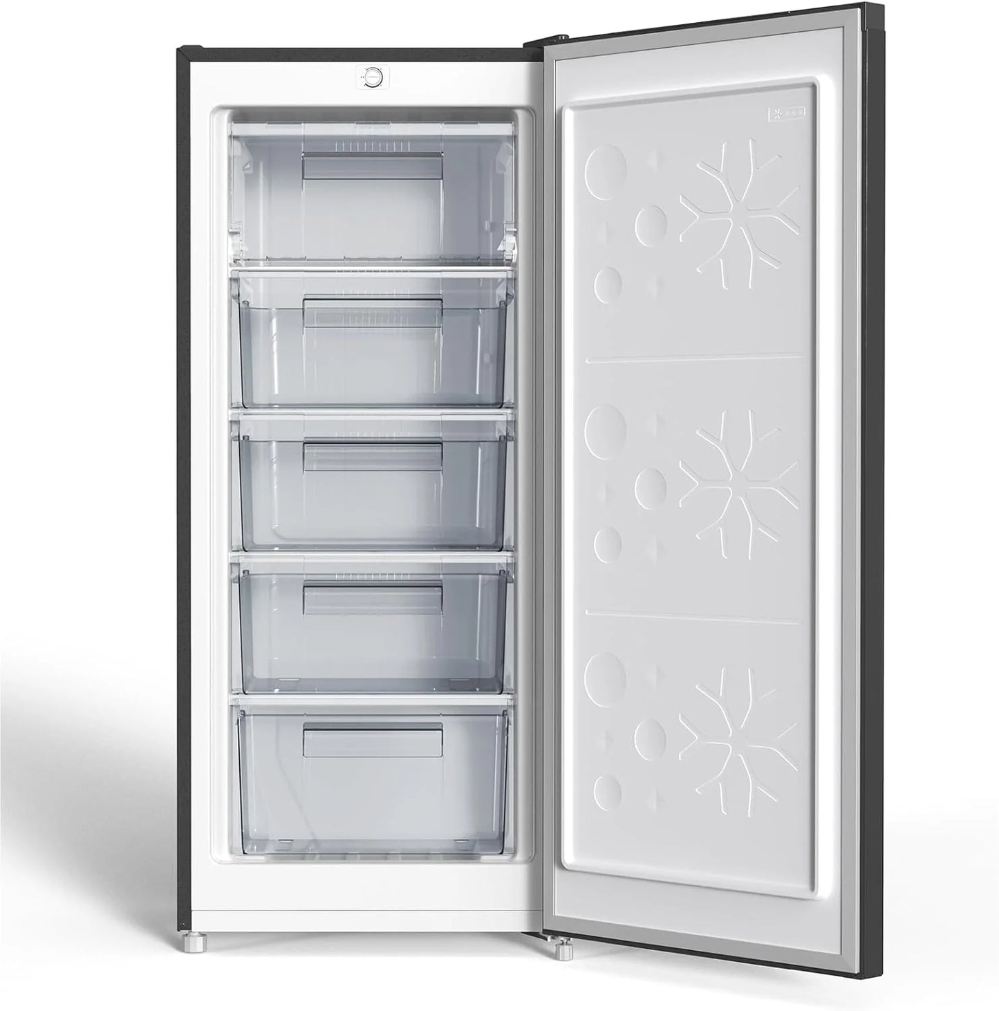 Congelador vertical independiente CHiQ, 145L de capacidad, congelación rápida, termostato ajustable, silencioso, puerta reversible, negro, clasificación energética E