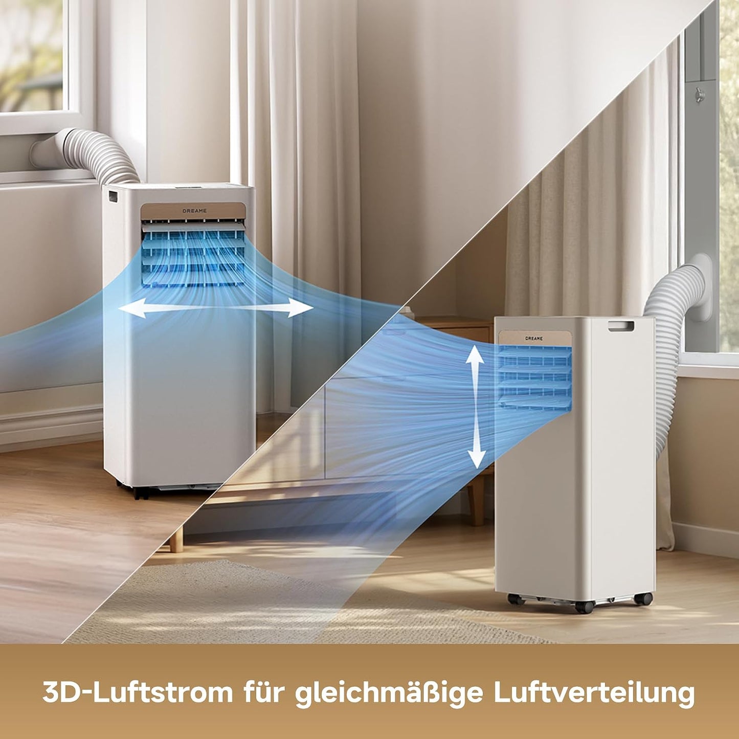 DREAME P-Wind10 7000 BTU Tragbare Klimaanlage, 3-in-1: Kühler & Entfeuchter & Ventilator. 3D Airflow, App- & Fernsteuerung, Schlafmodus, Selbstverdunstung, einfache Einrichtung