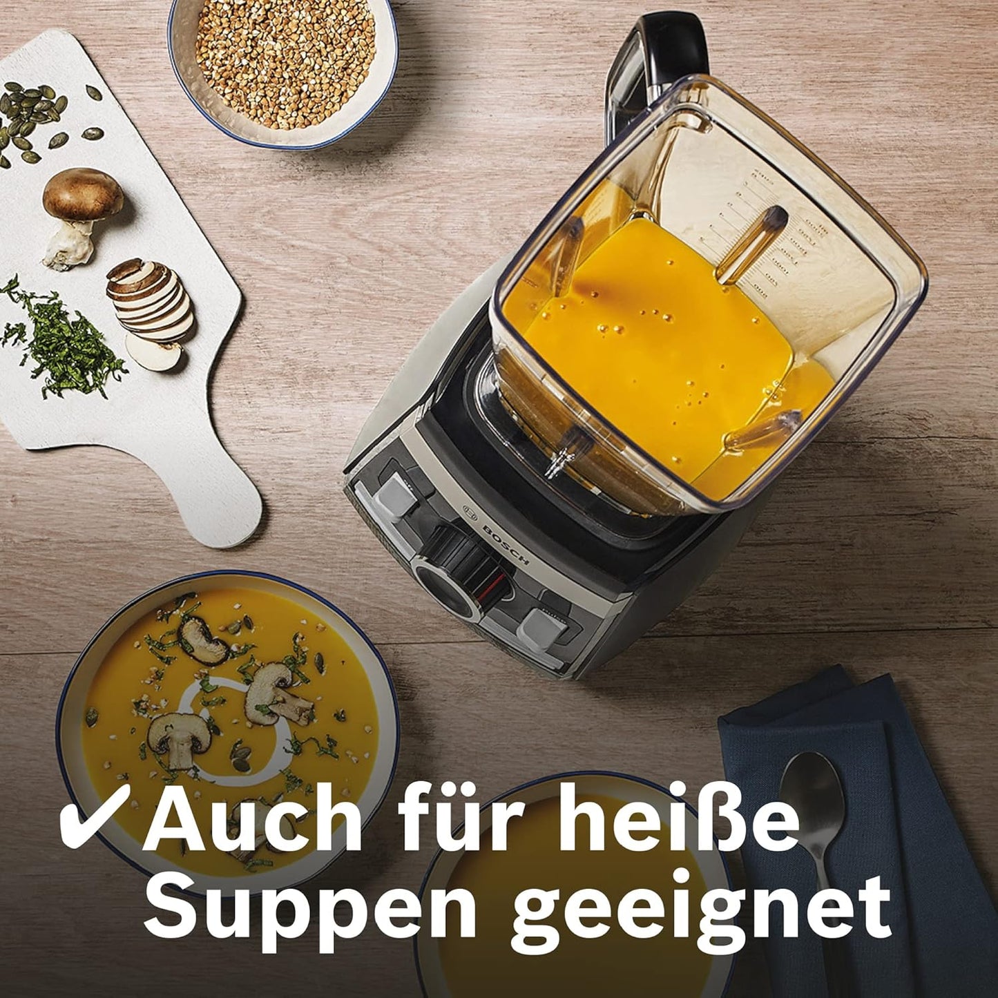 Bosch Standmixer VitaBoost MMBH6P6BDE, 6-Klingen-Edelstahlmesser, 2,5l Tritan-Mixbehlter, Stopfer, 6 Automatikprogramme, Rezeptbuch, BPA-frei, einfache Reinigung, 45,000 U/min, 1600 W, schwarz