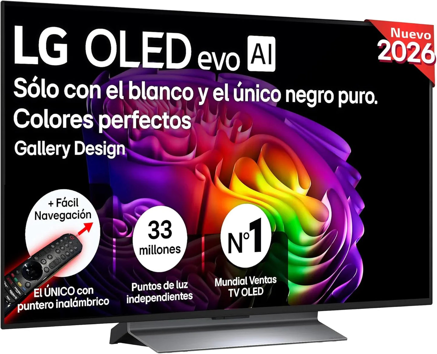 LG OLED65C54LA - TV 65", OLED EVO 4K, Smart TV AI C5, WebOS 25, Super Upscaling, Dolby Vision and Dolby Atmos, AMD FreeSync, Alexa/Google Assistant, Black