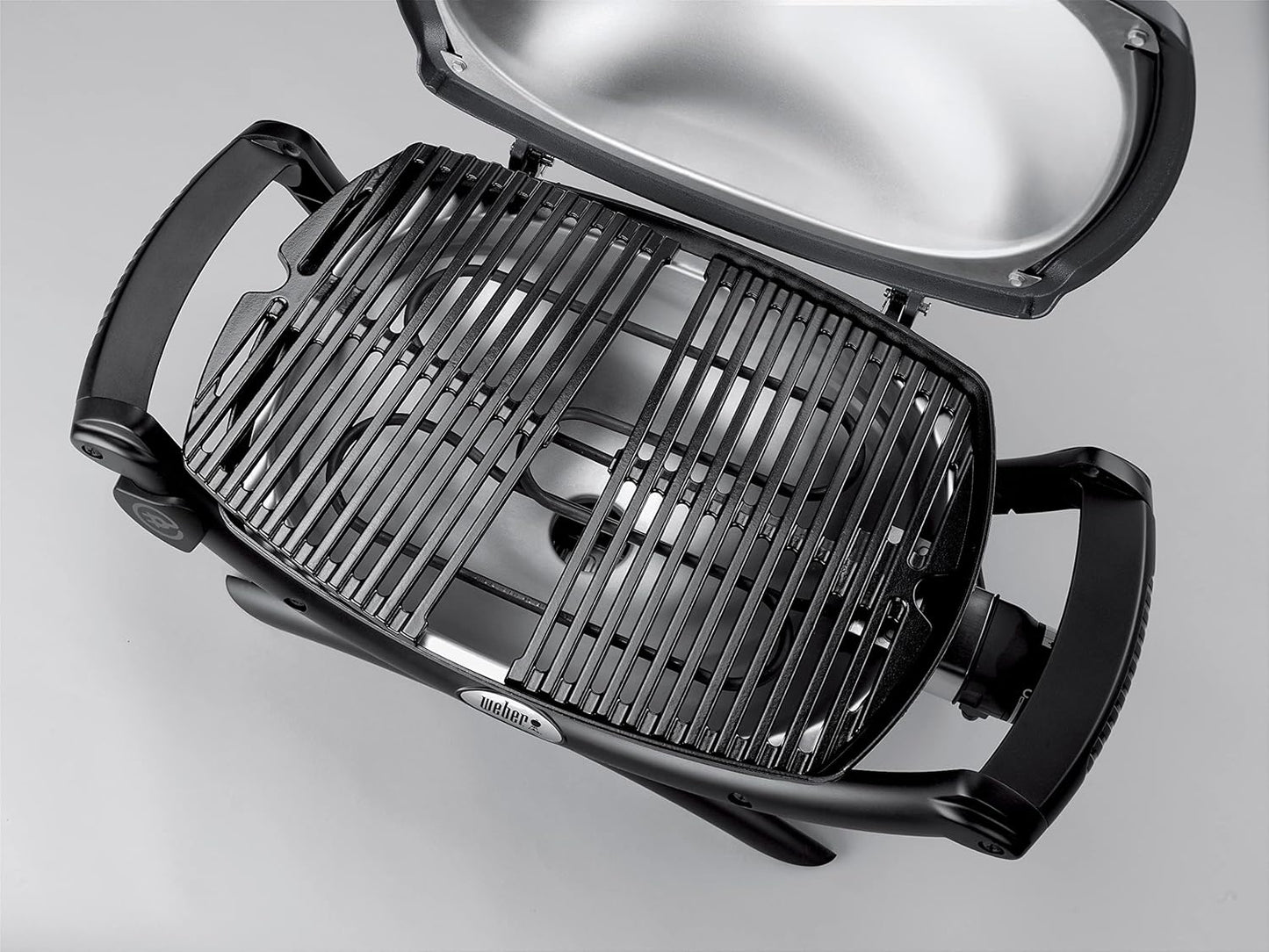 Weber Q1400 Elektrogrill, 43 x 32cm Grillfäche, portabler BBQ Grill, 2-geteilter porzellanemaillierter Guss-Grillrost, Aluminiumguss Deckel & Gehäuse - Dark Grey (52020079)