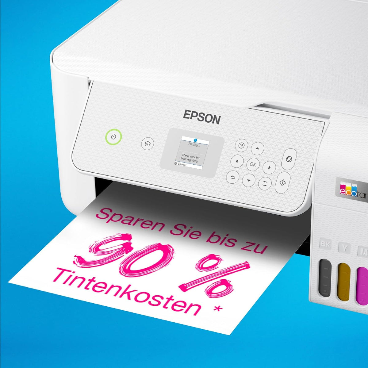 Epson EcoTank ET-2826 A4-Multifunktions-Wi-Fi-Tintentankdrucker, mit einem im Lieferumfang enthaltenen Vorrat an Tinten bis zu 3 Jahren