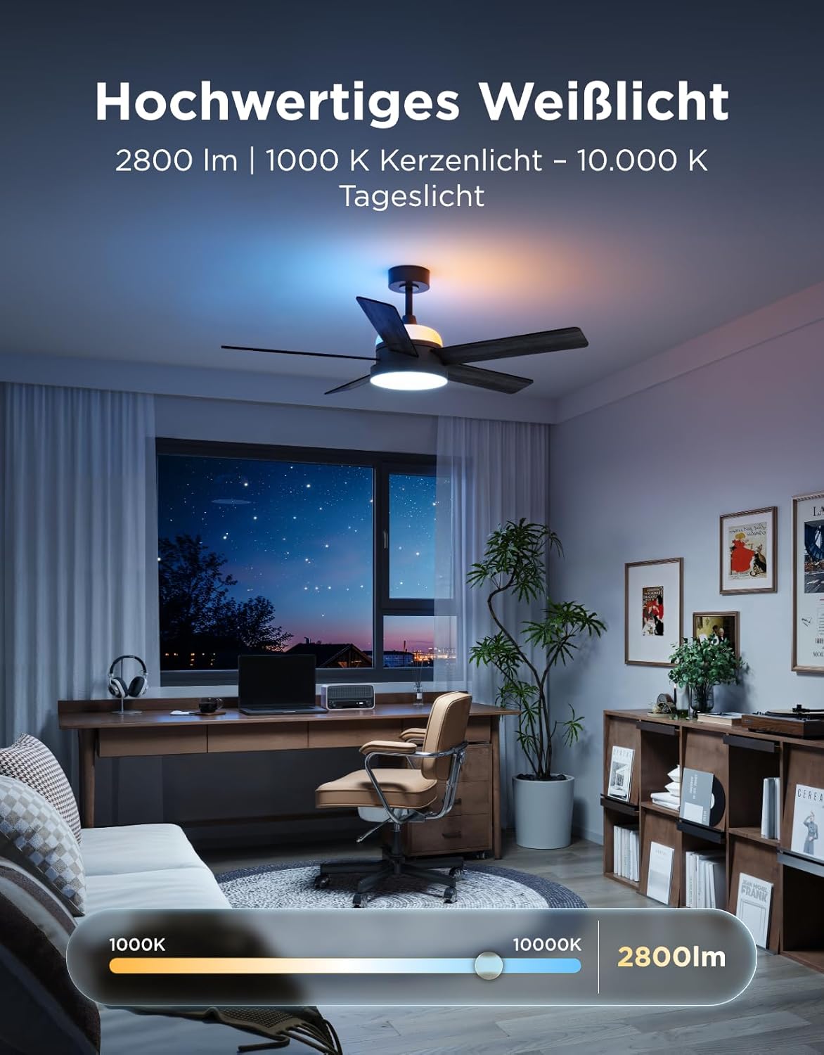 Govee Deckenventilator mit Beleuchtung RGBIC, Ø132cm Smart Leise Deckenventilator mit Licht und Fernbedienung, 2800 lm, Reversibler DC Motor, Doppelseitige Flügeln, für Schlafzimmer Wohnzimmer