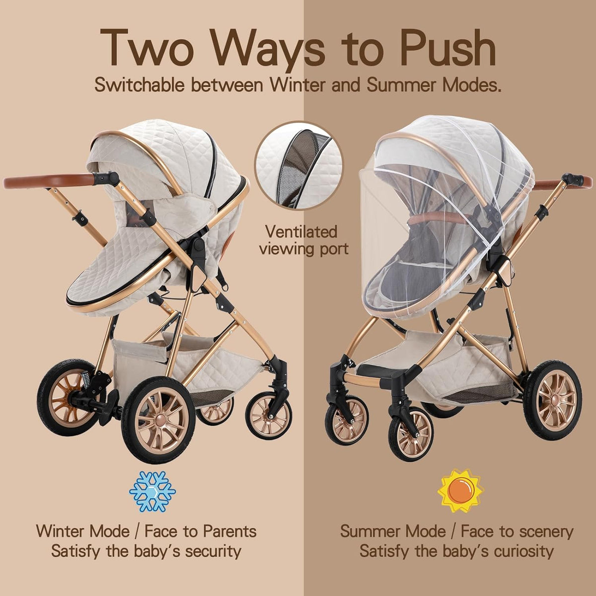 Gcarebb 3 in 1 Kinderwagen, Buggy Mit Auto Babyschale, Mit Höhenverstellbarer Kinderwagen Komplettset, KombiKinderwagen Mit Aluminiumrahmen für Neugeborene 0-4 Jahre