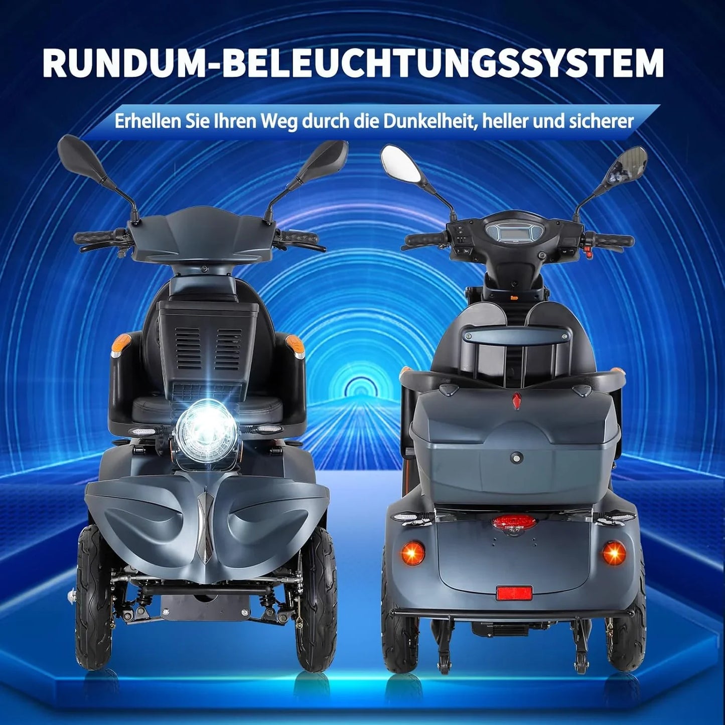 2025 Scooter de movilidad ZVGREEN de 4 ruedas – modelo para personas mayores con asiento tipo capitán – hasta 15 km/h – gran espacio de almacenamiento – asiento giratorio – freno electromagnético