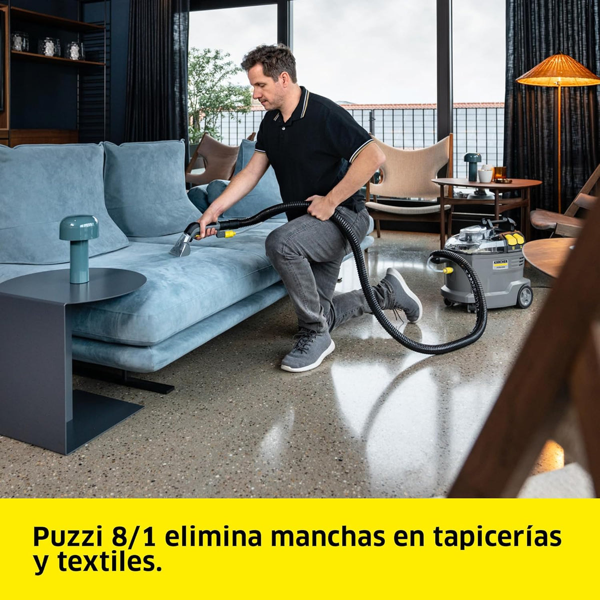 Kärcher Lava-aspiradora Puzzi 8/1, para tapicerías y superficies textiles, depósito: 8 l, caudal de pulverización: 1 l/min, superficie: 12-18 m²/h, peso: 8,6 kg, boquilla para tapicerías