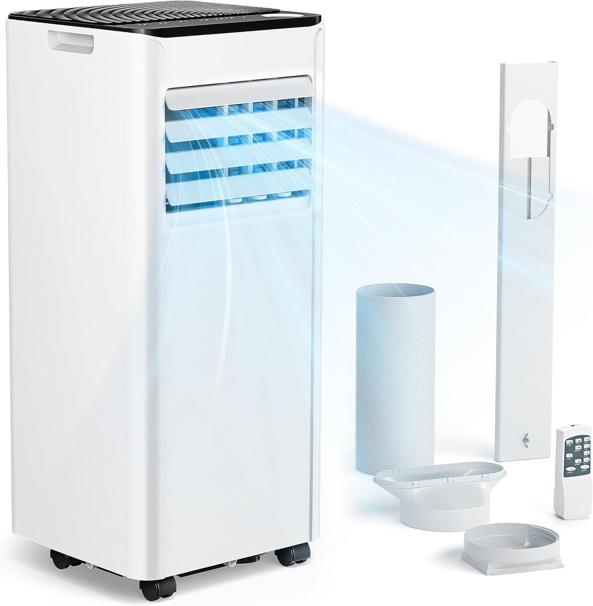 Mobile Klimaanlage 9000 BTU mit Abluftschlauch | 4-in-1 Mobiles Klimagerät | Leiser Betrieb