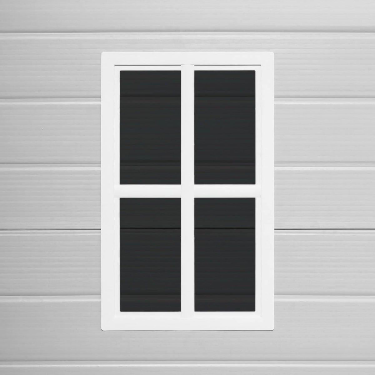 Wasabi - Caseta de Resina Jardín Unit 1.4 – Ventana Luz Natural - Suelo Incluido - Paneles 12mm de Espesor - Gris Blanco - Cobertizo PVC Almacenaje Exterior - 1,37m2 - Techo Plano