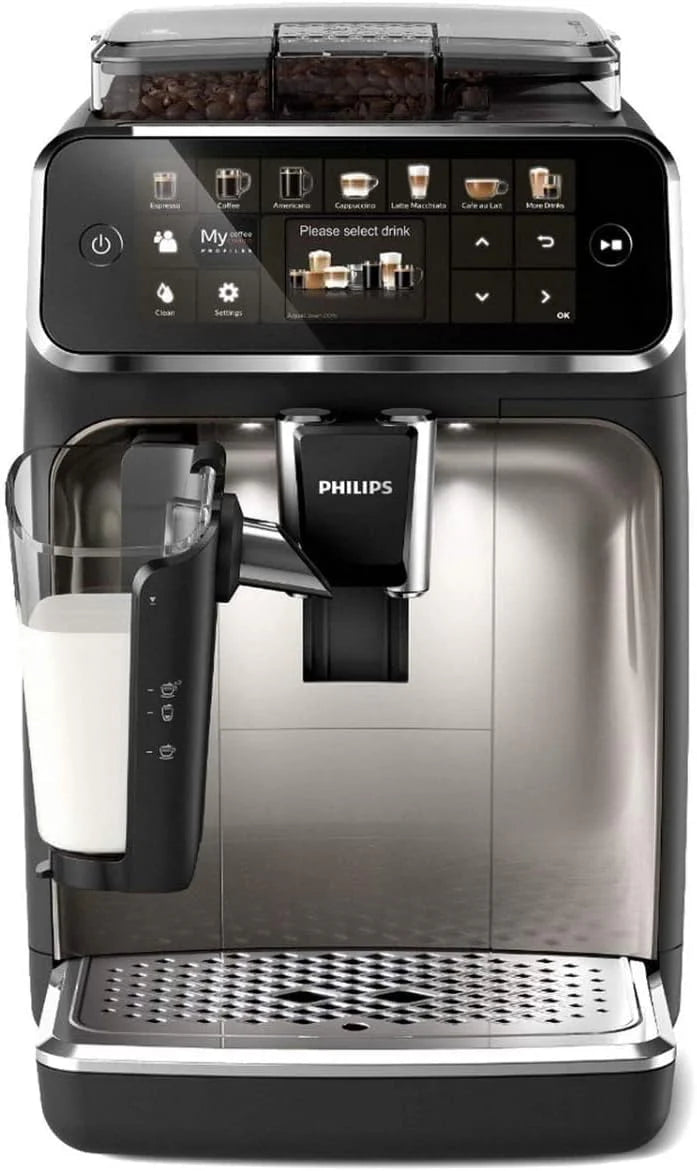 Philips Serie 5400 Kaffeevollautomat – LatteGo Milchsystem, 12 Kaffeespezialitten, Intuitives Display, 4 Benutzerprofile, Chrom (EP5447/90)