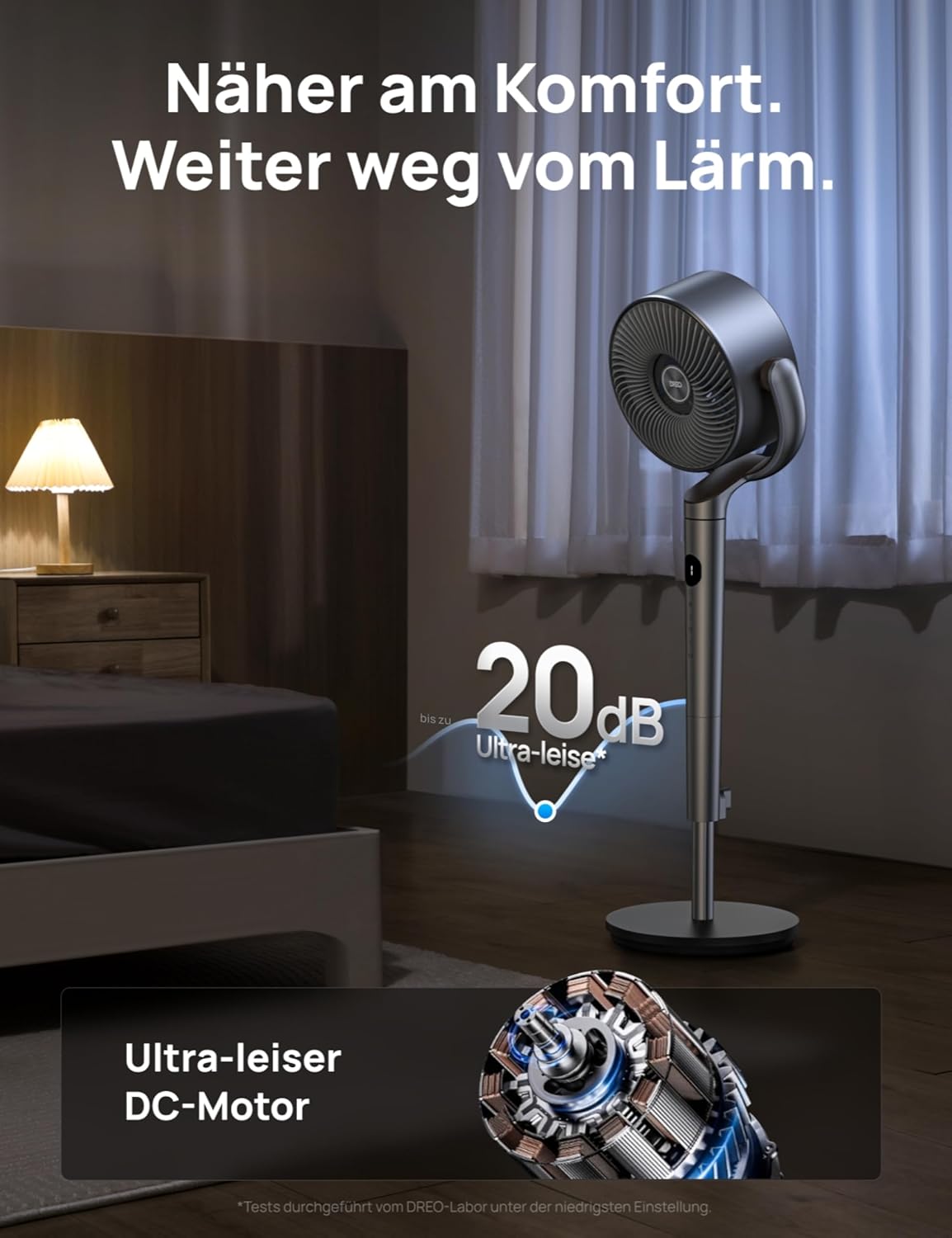 Dreo 20dB leiser Standventilator, 120°+120° Omni-direktionale oszillierende Ventilator, 26M Windentfernung, 1200m³/h Luftvolumen Echt Turbo-Luftzirkulator Fans, 102CM Höhe 3 Modi 8-Geschwindigkeit