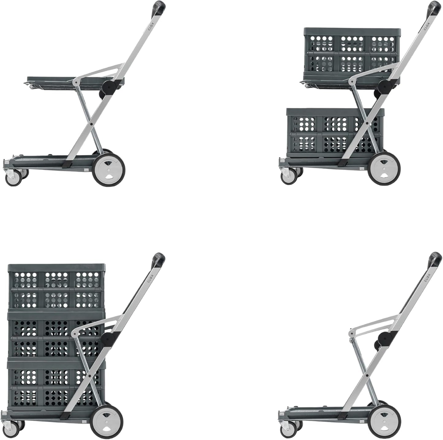 Vielseitig einsetzbare, funktionale, zusammenklappbare Karren | Mobiler Klappwagen | Einkaufswagen mit Aufbewahrungskiste (schwarz)