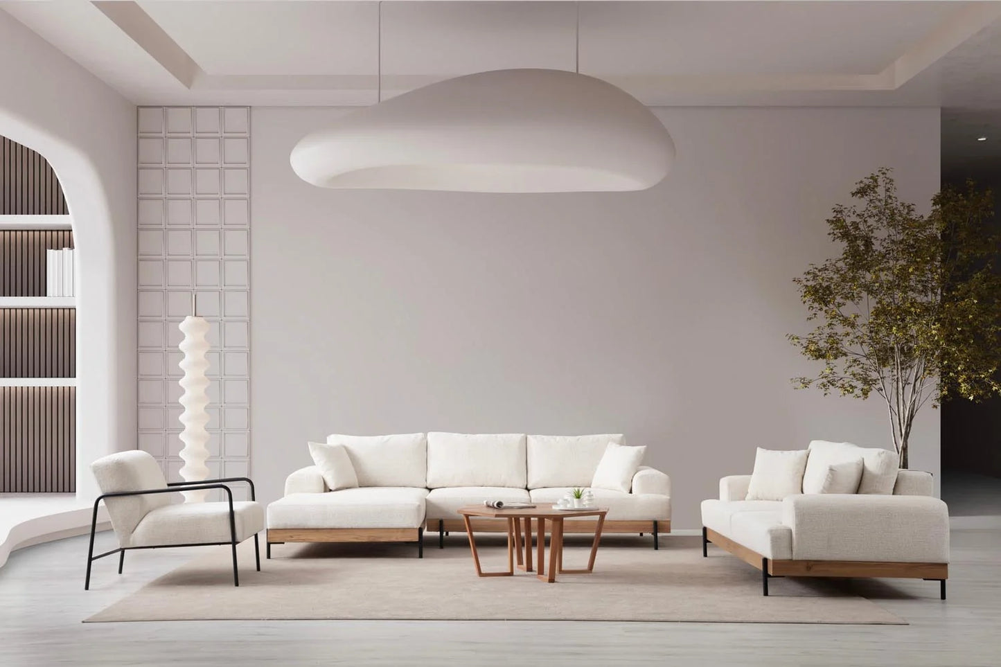Eti Oak Left Ecksofa - Weiss